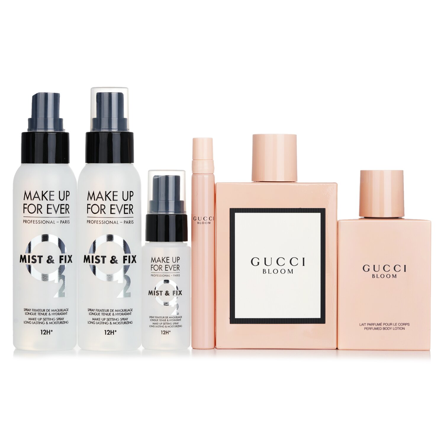 Gucci Gucci Bloom Eau De Parfum Coffret 3pcs + Make Up For Ever Mist & Fix Travel Set 3pcs 3pcs+3pcs