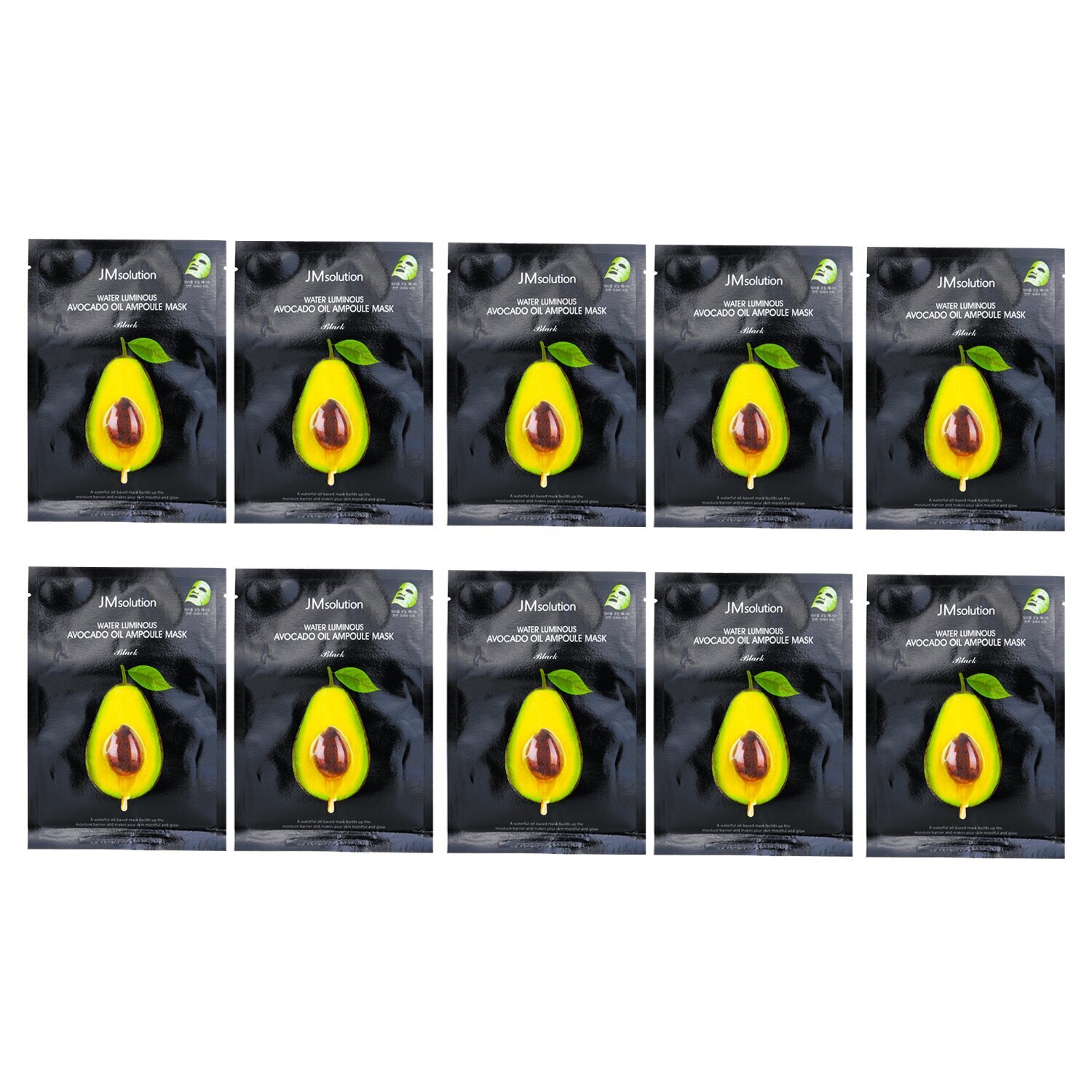JM Solution Water Luminous Avocado Oil Ampoule Mask 10pcsx35ml