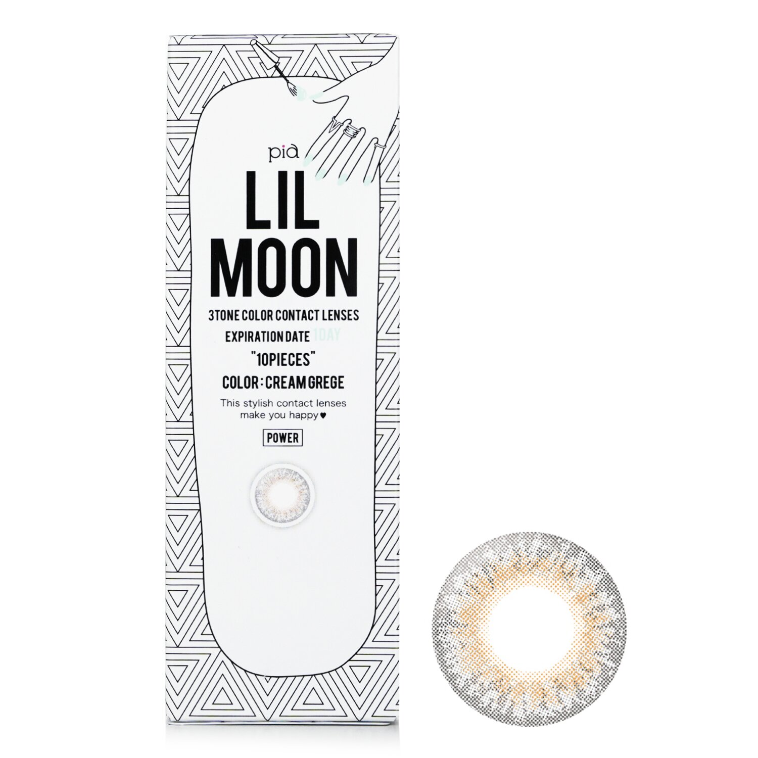 Pia Lilmoon Cream Grege 1 Day Color Contact Lenses 10pcs
