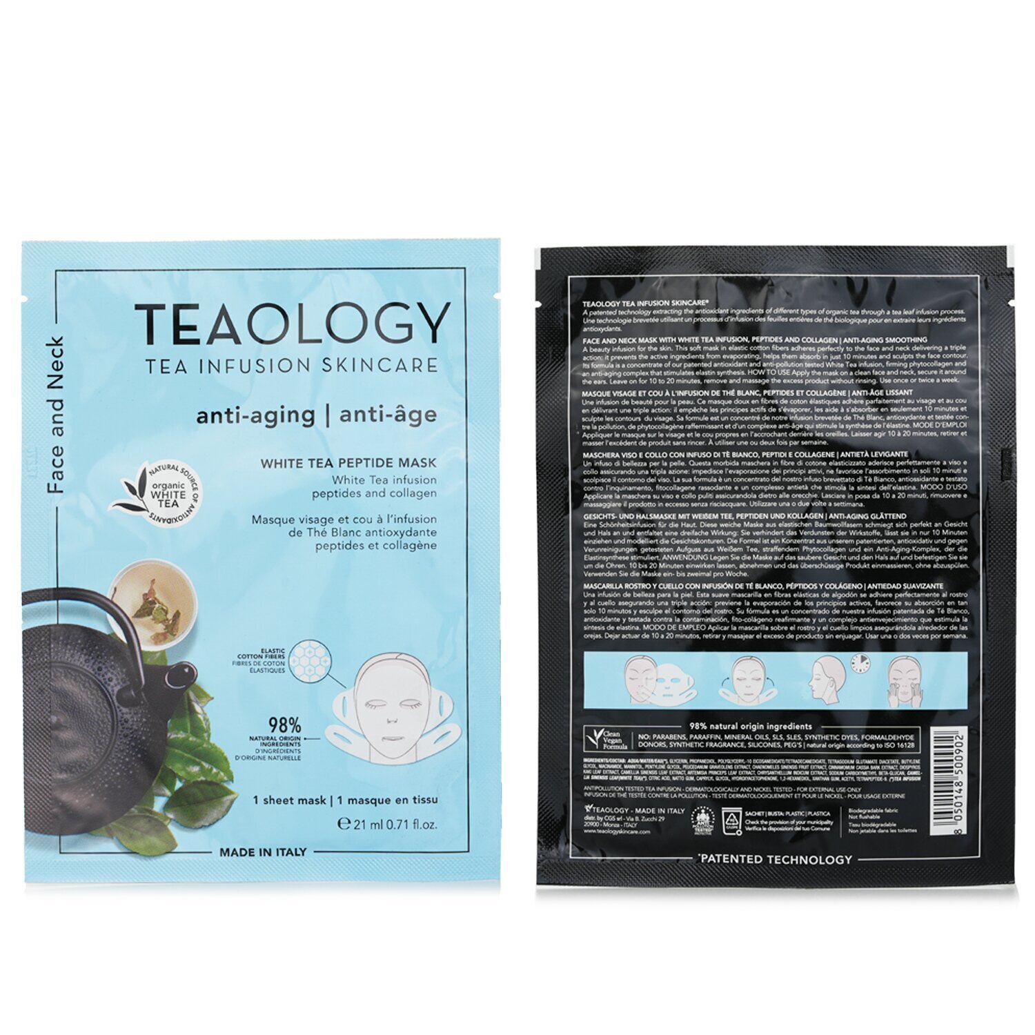 Teaology White Tea Peptide Face & Neck Mask 21ml/0.17oz