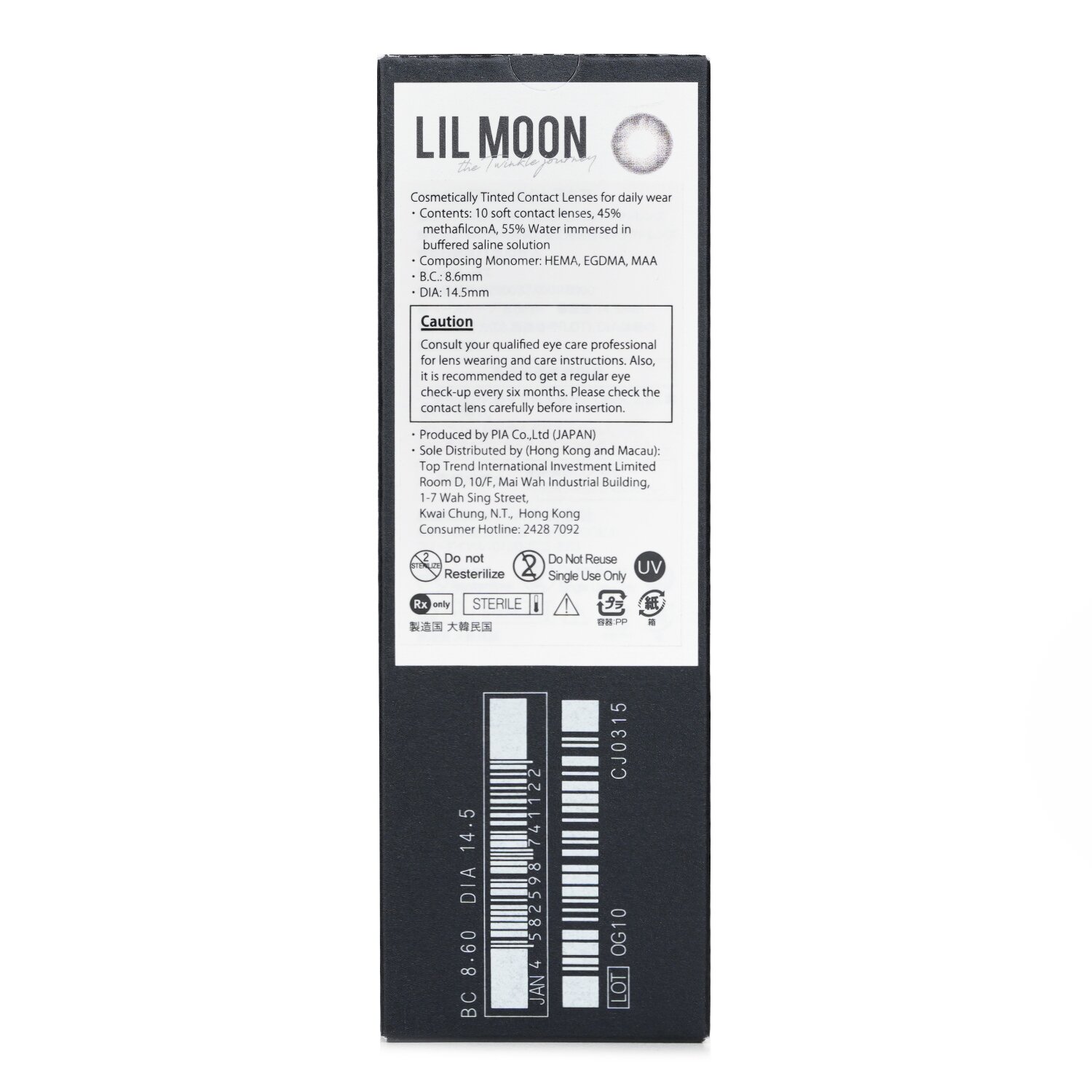 Pia Lilmoon Rusty Gray 1 Day Color Contact Lenses 10pcs