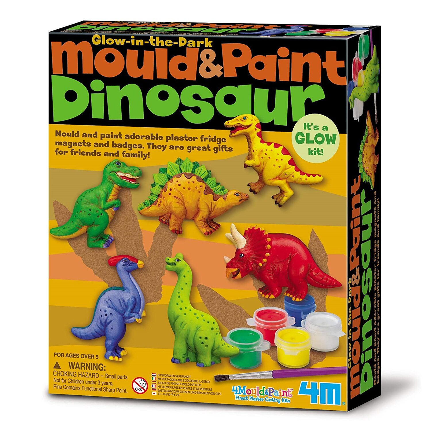 4M Mould & Paint/Glow-In-The-Dark Dinosaur 22x18x5cm
