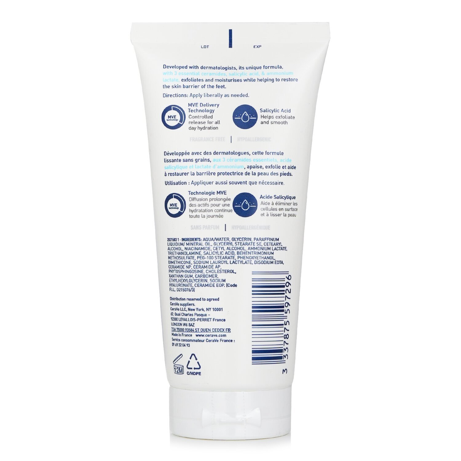 CeraVe SA Renewing Foot Cream(Packaging Random Pick) 88ml/3oz