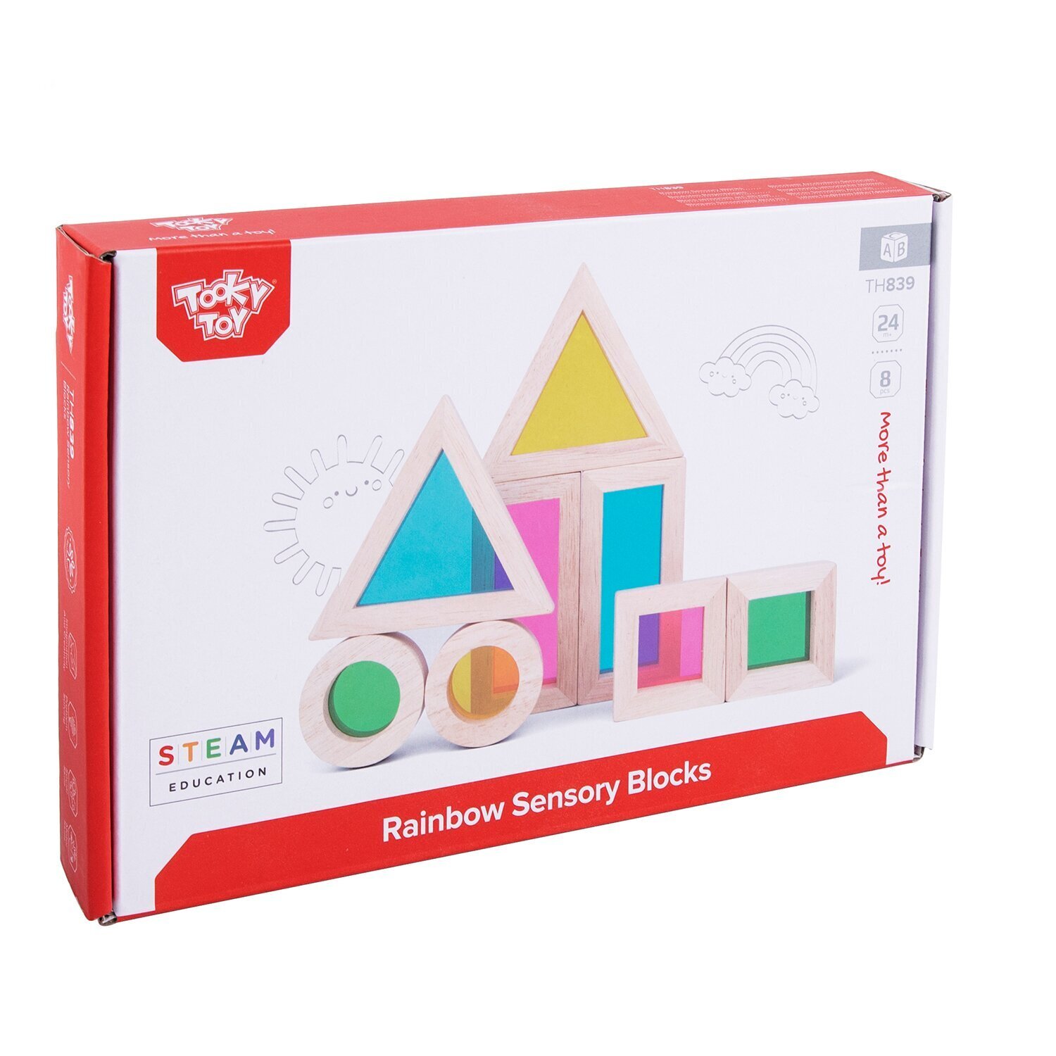 Tooky Toy Co Rainbow Sensory Blocks 27x18x4cm