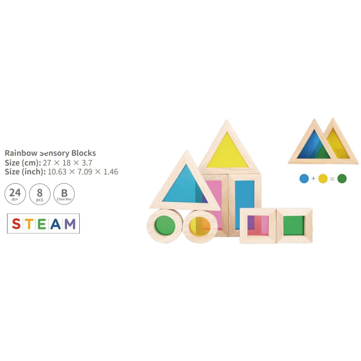 Tooky Toy Co Rainbow Sensory Blocks 27x18x4cm