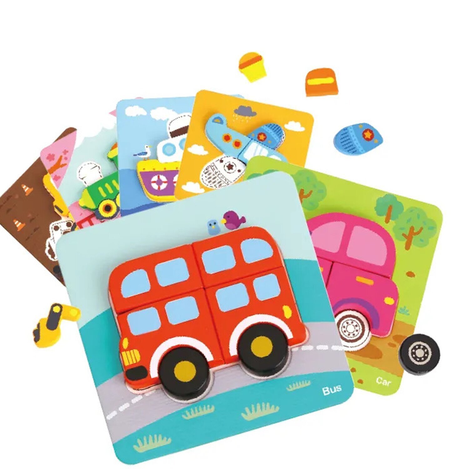 Tooky Toy Co 6 In Mini Transportation Puzzle 17x17x2cm