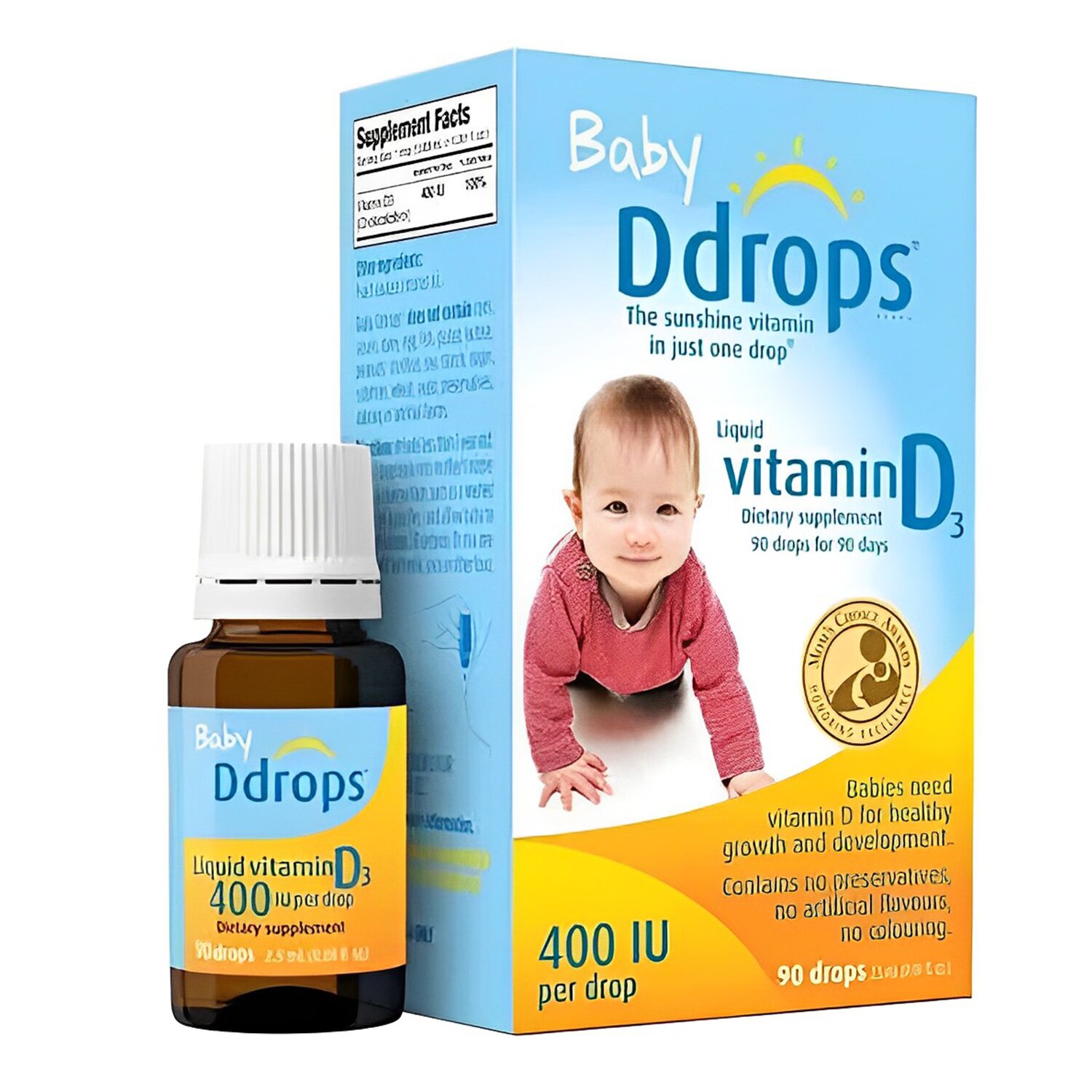 Baby DDrops liquid vitamin D3 400 International units - 90 drops (2.5ml) 2.5ml