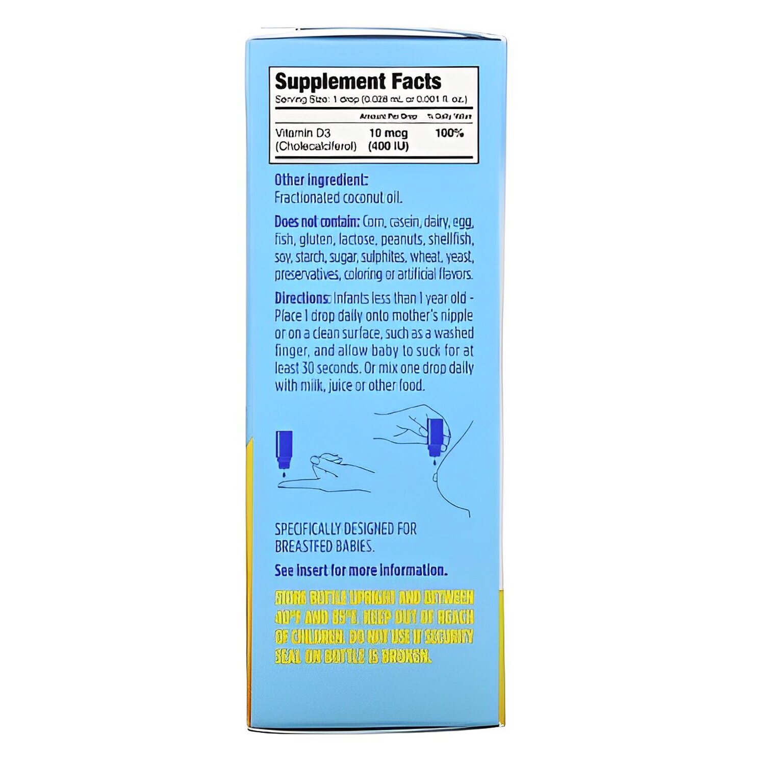 Baby DDrops liquid vitamin D3 400 International units - 90 drops (2.5ml) 2.5ml