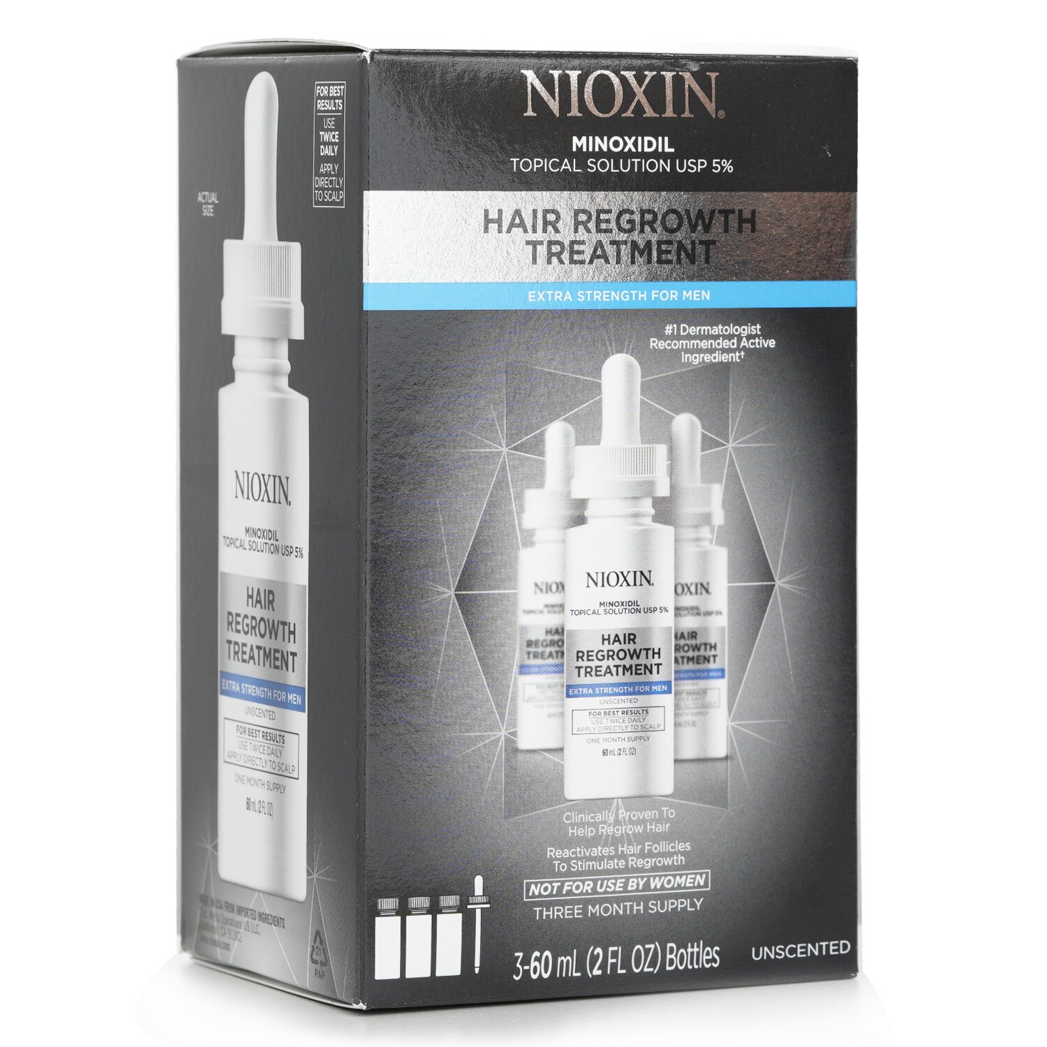 Nioxin Hair Regrowth Treatment 5% Minoxidil For Men 90 Day 3x60ml/2oz