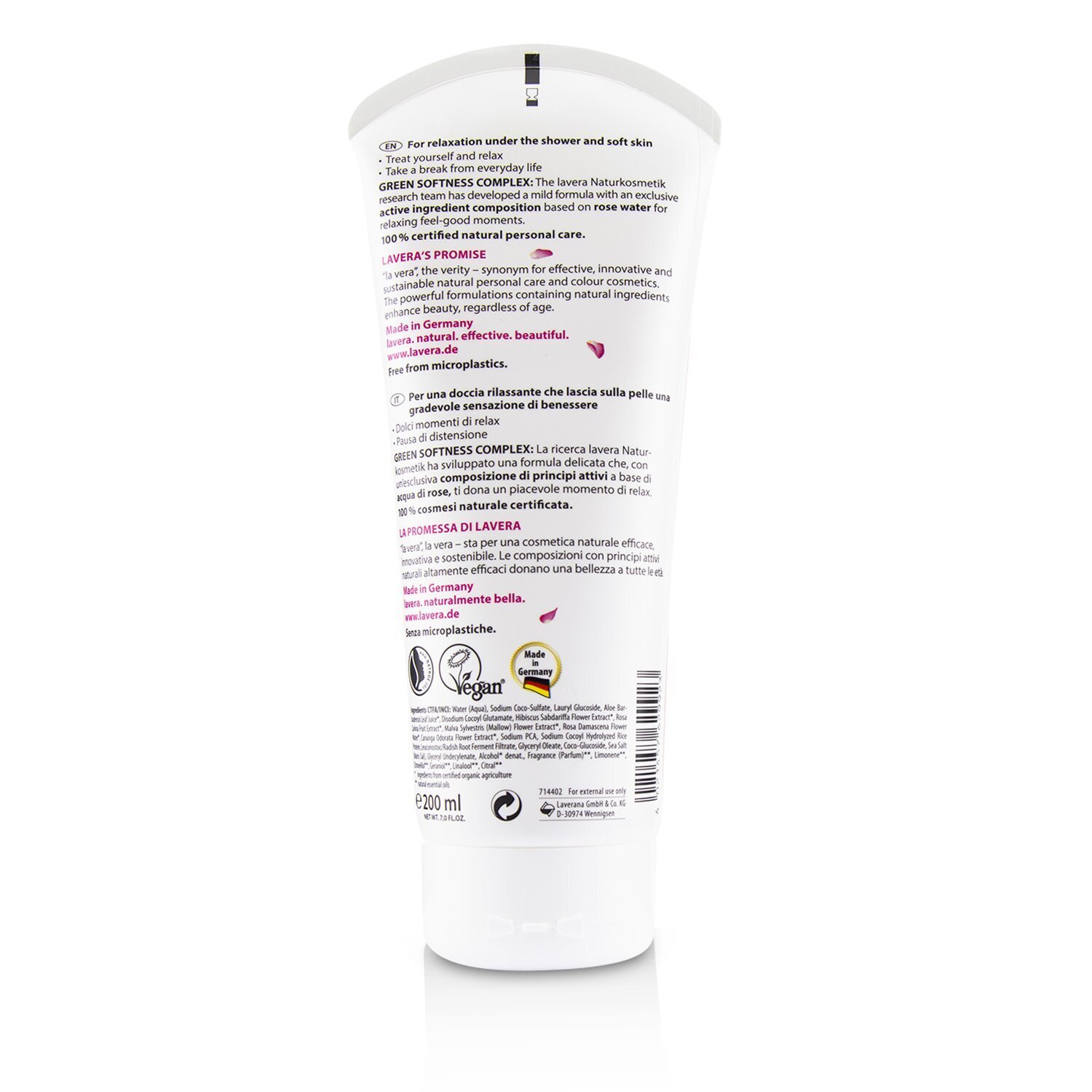 Lavera Body Wash - Wellness Feeling (Organic Wild Rose & Organic Hibiscus) (Exp. Date: 08/2023) 200ml/6.6oz