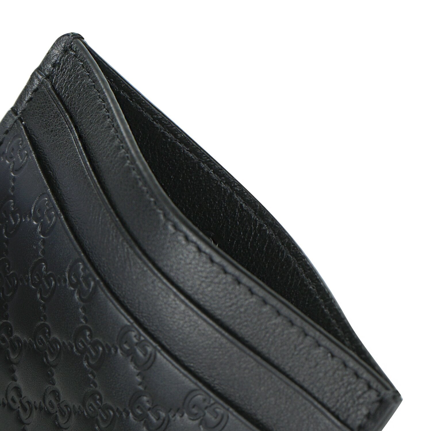 グッチ Gucci Gucci Microguccissim a Card Holder 262837 - Black Black