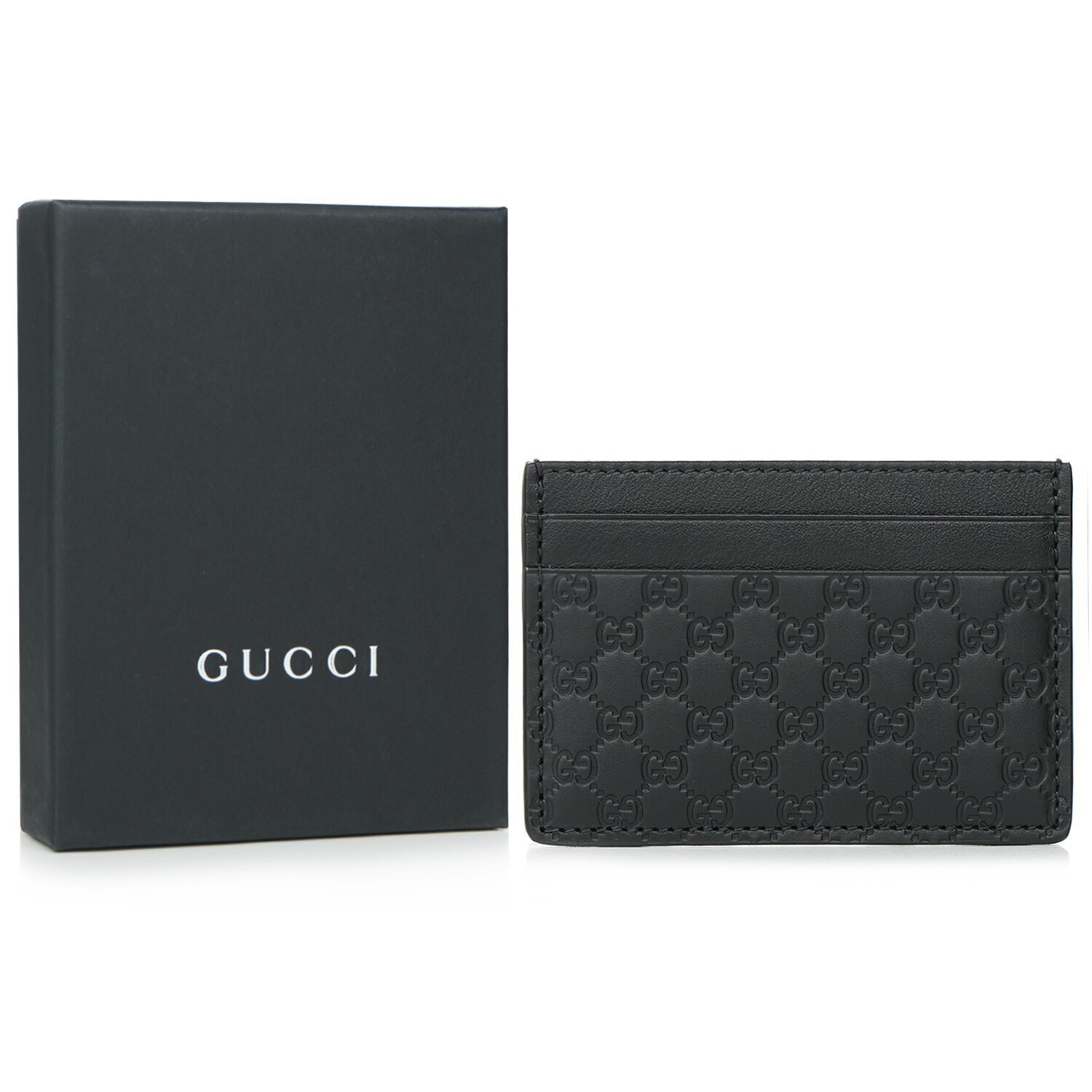 グッチ Gucci Gucci Microguccissim a Card Holder 262837 - Black Black