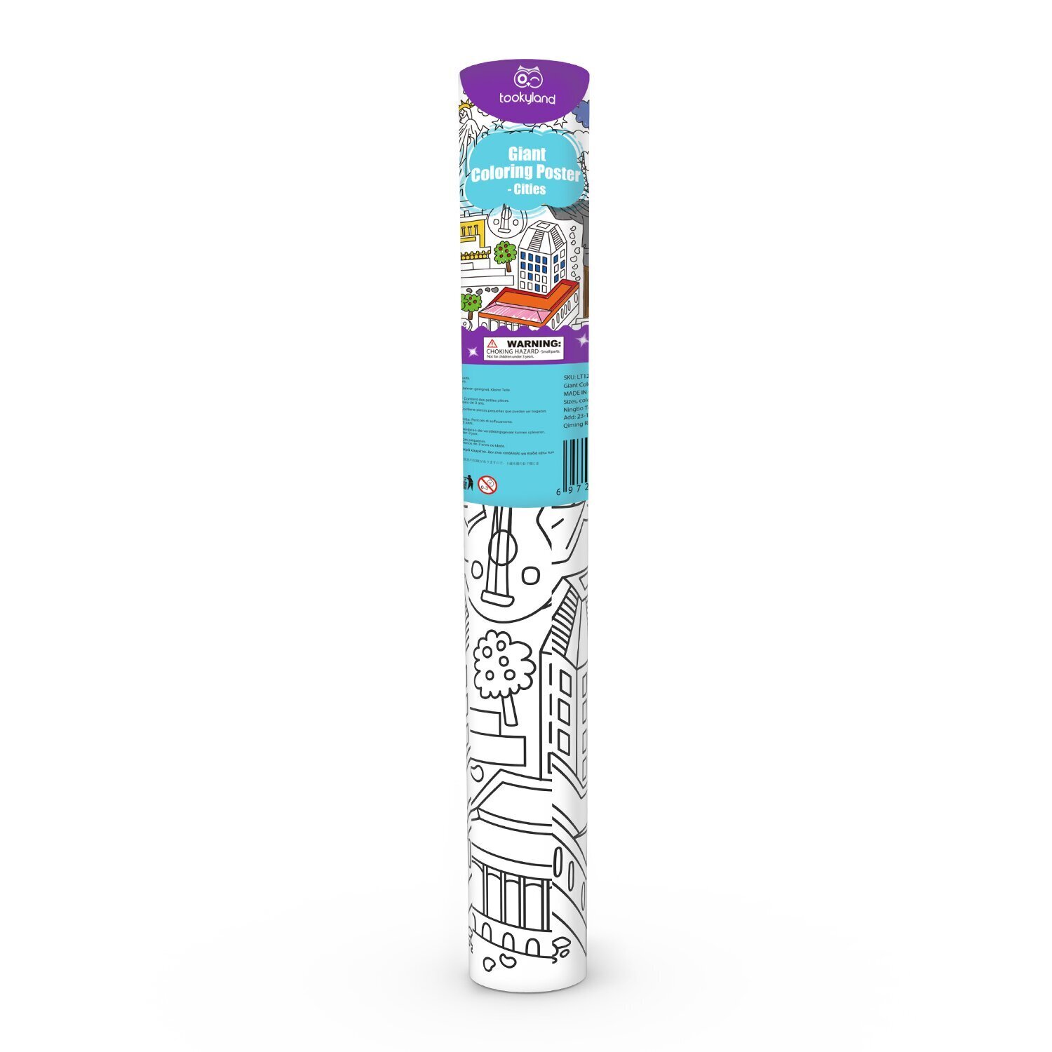 Tookyland &quot;Coloring Roll - Cities Around The World&quot; 9x9x28cm