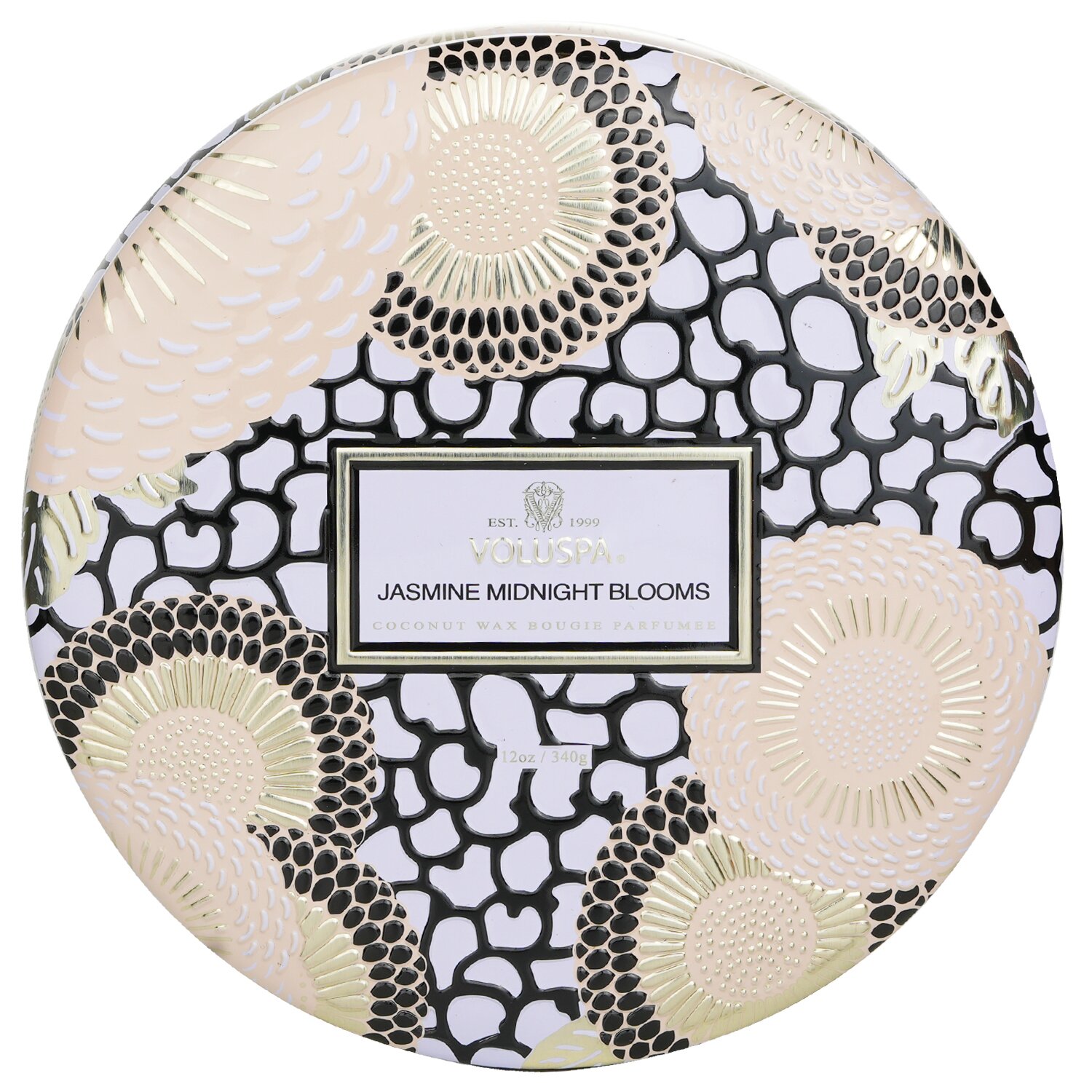 Voluspa 3芯裝飾錫罐芳香蠟燭 - Jasmine Midnight Blooms 340g/12oz