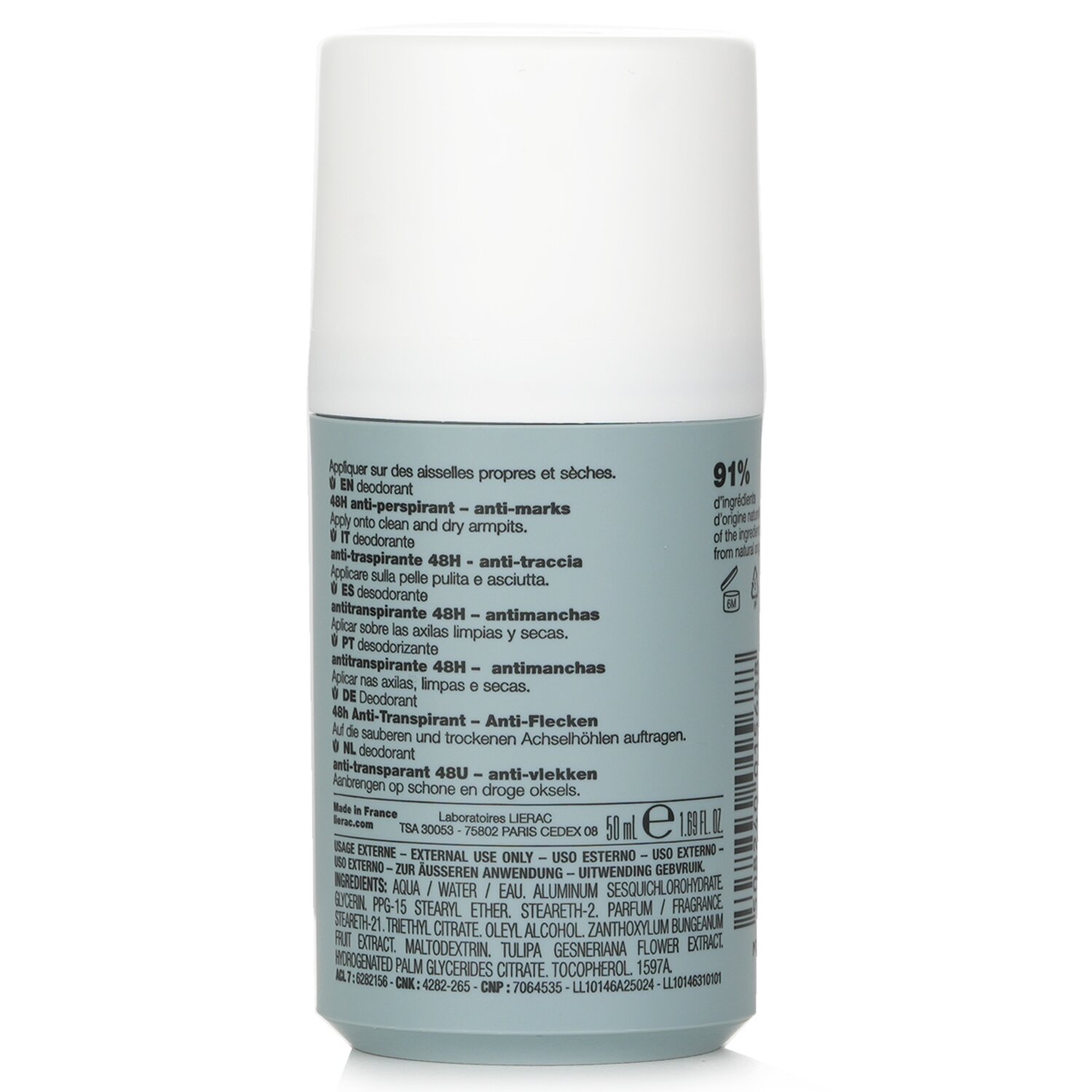 Lierac Homme Anti-Transpirant 48H Anti-Traces Deodorant 50ml/1.69oz