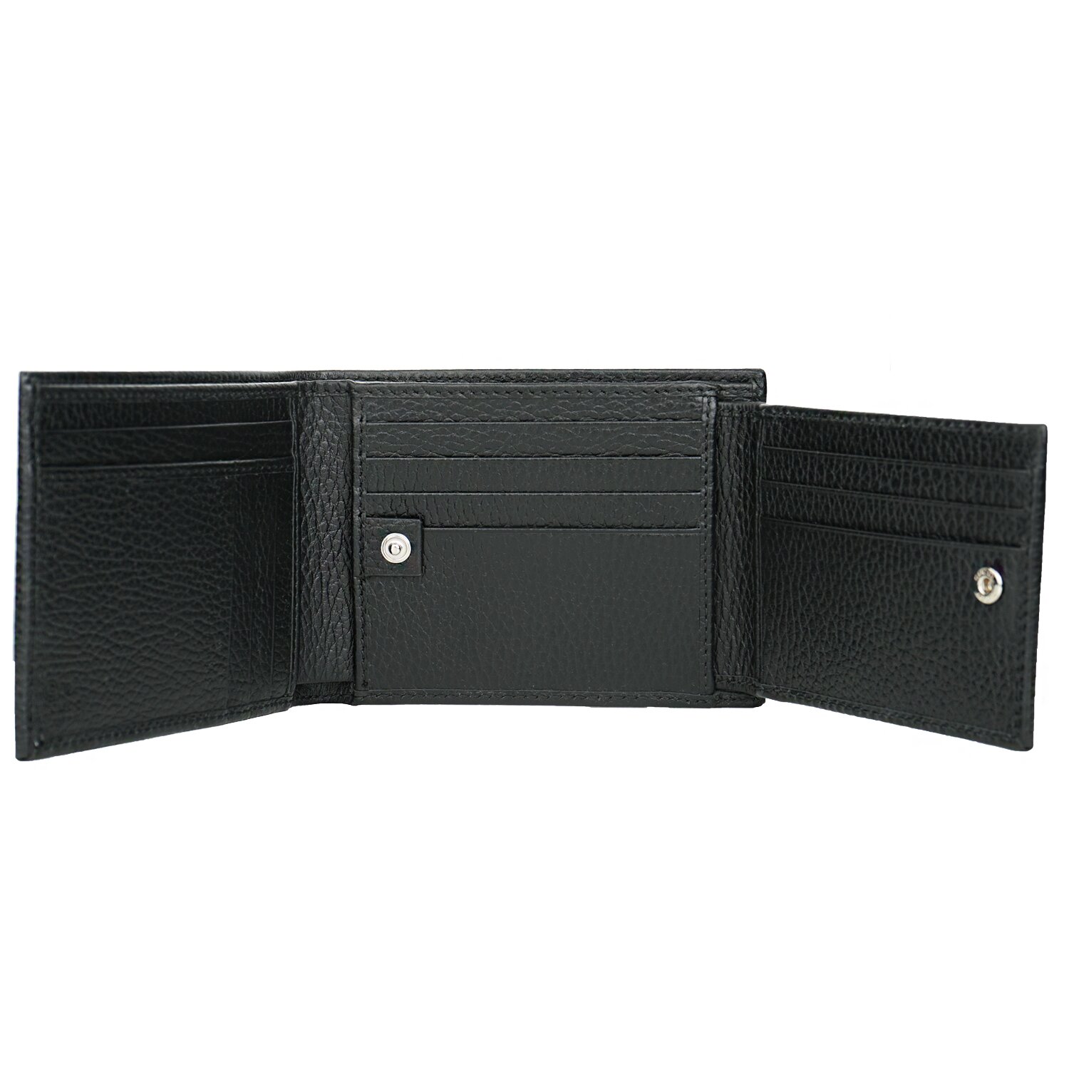 Gucci Canvas Web Tab GG Guccissima Trifold Wallet 217044 Black