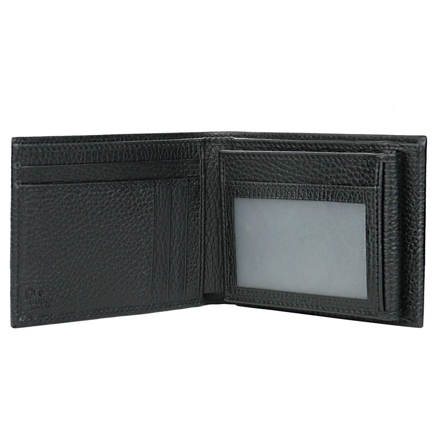 Gucci Canvas Web Tab GG Guccissima Trifold Wallet 217044 Black