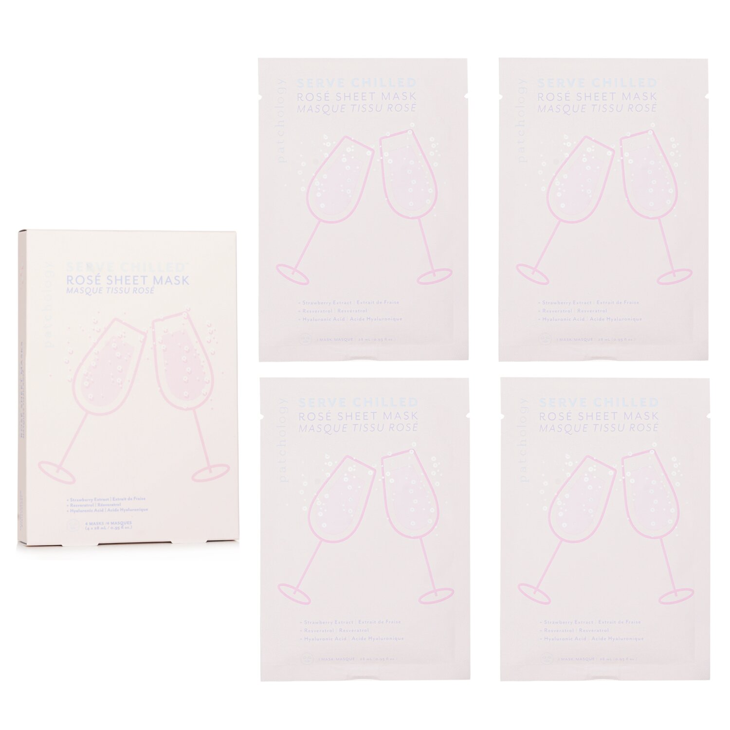 Patchology 냉각된 로제 시트 마스크 제공 4 masks