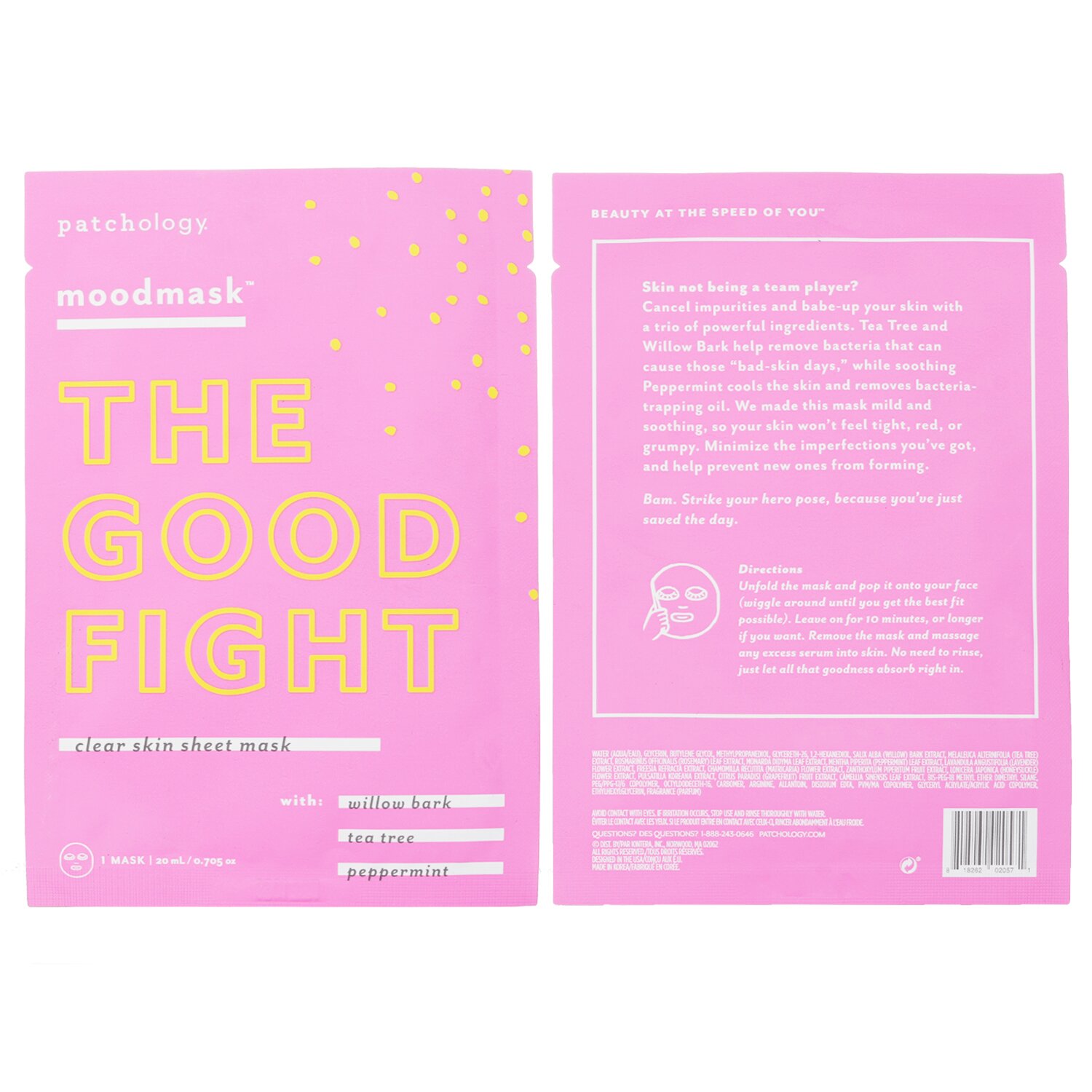 Patchology Moodmascarilla The Good Fight Clear Skin Sheet Mask 20ml/0.705oz