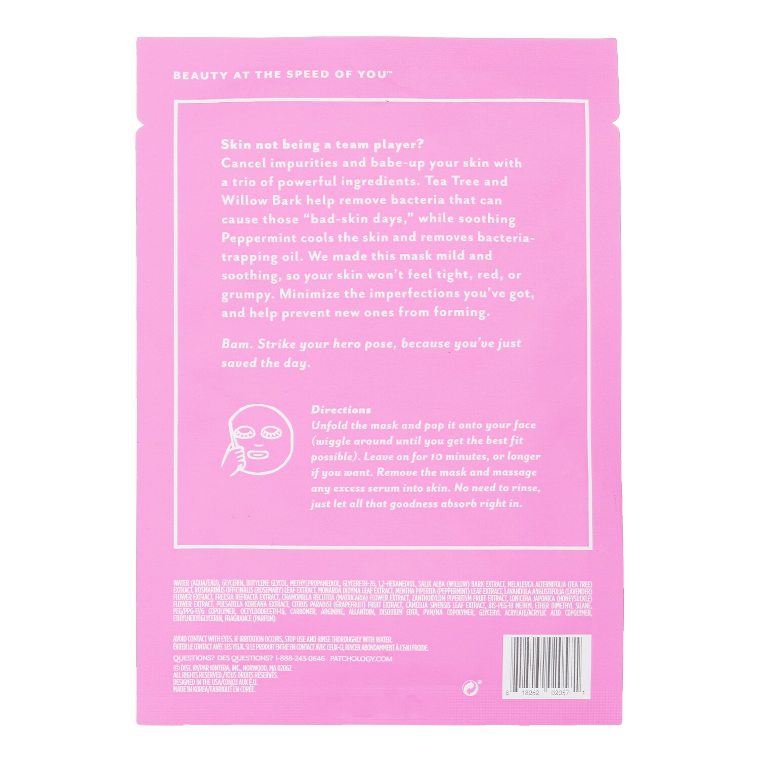 Patchology Moodmascarilla The Good Fight Clear Skin Sheet Mask 20ml/0.705oz