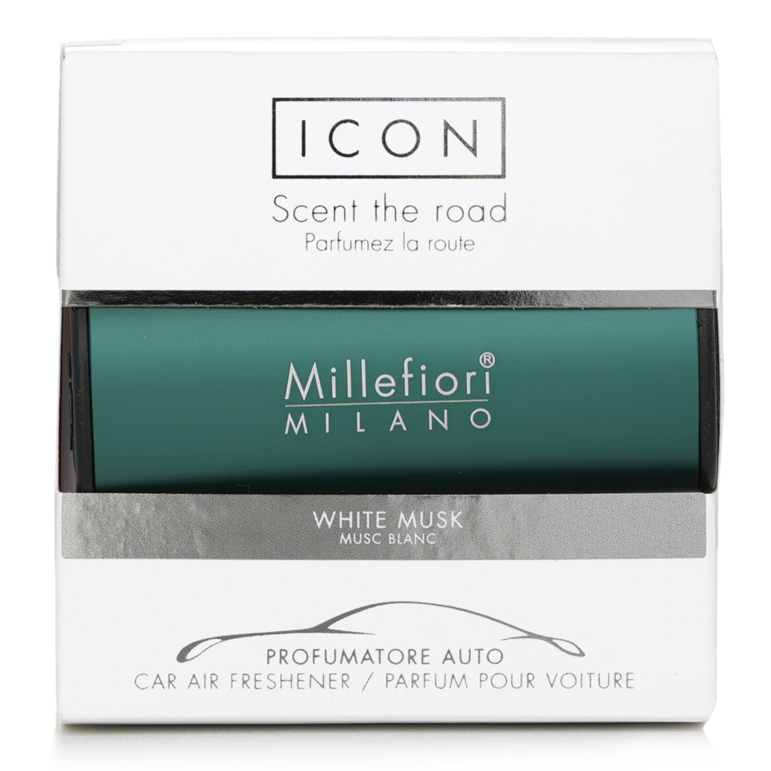 Millefiori Icon Classic Green Car Air Freshener - White Musk 1pc