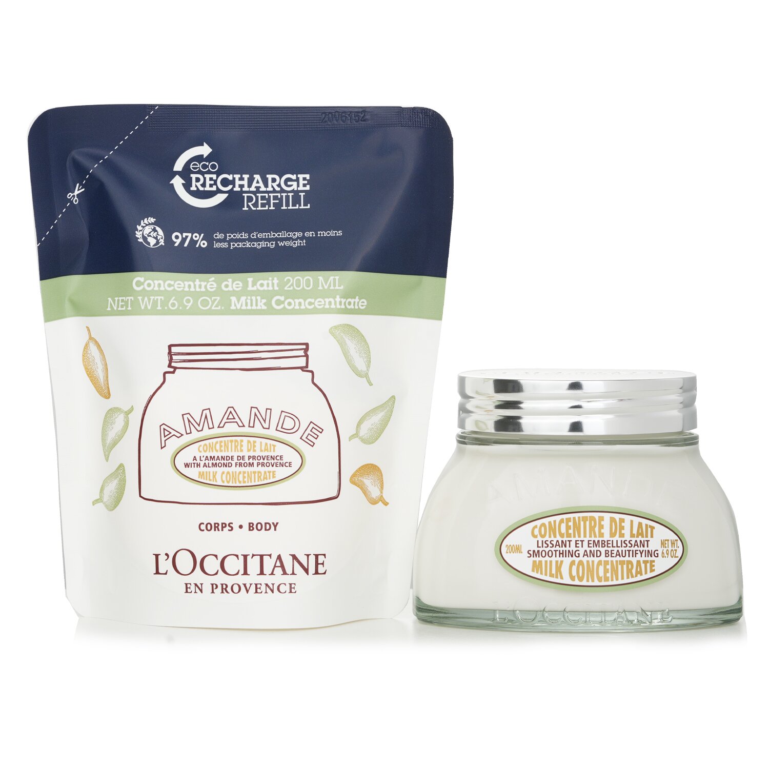L'Occitane Almond Duo Milk Concentrate & Eco-Refill Collection 200mlx2