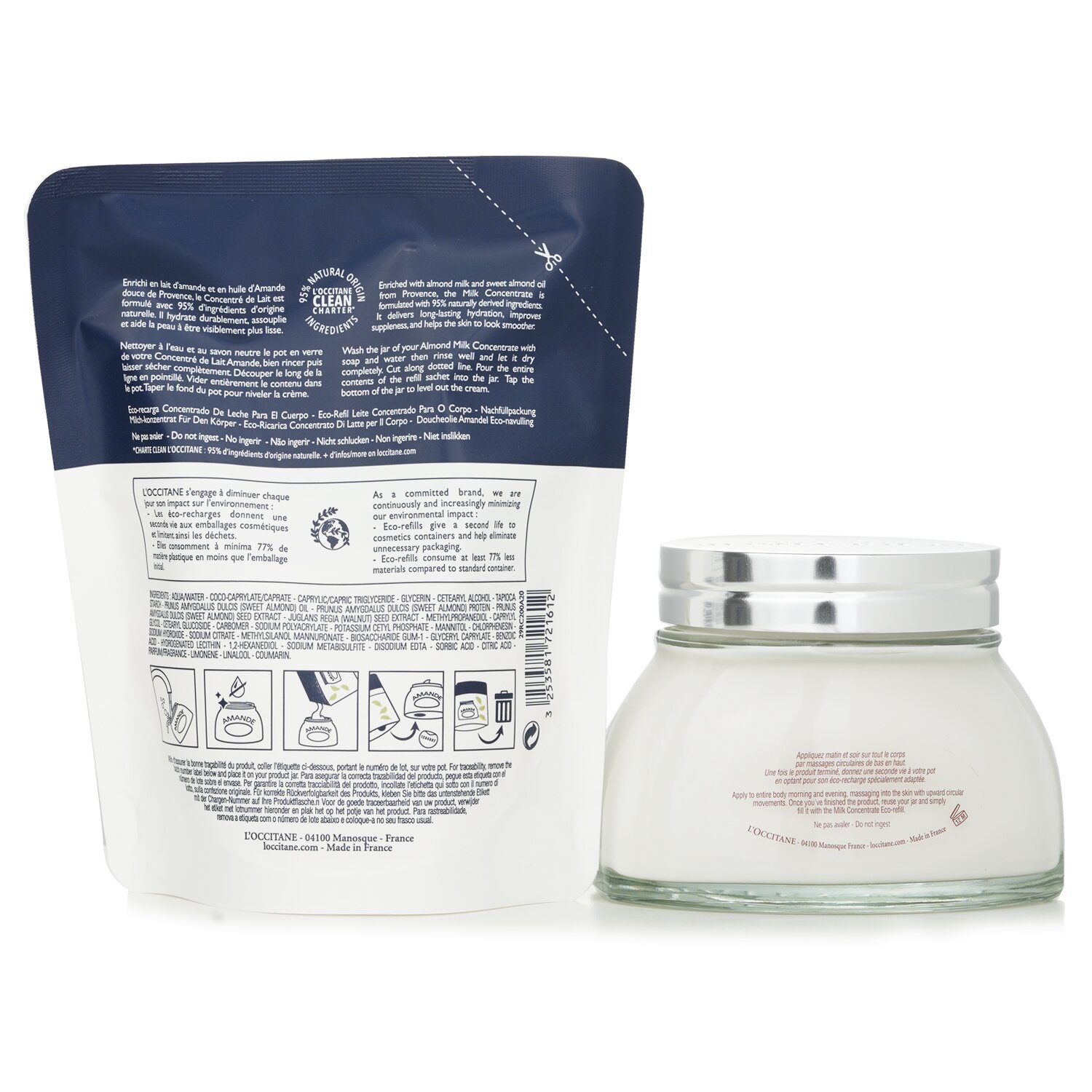 L'Occitane Almond Duo Milk Concentrate & Eco-Refill Collection 200mlx2