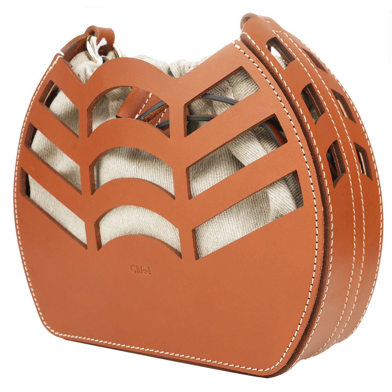 Chloe Small kayan round bucket bag Camel