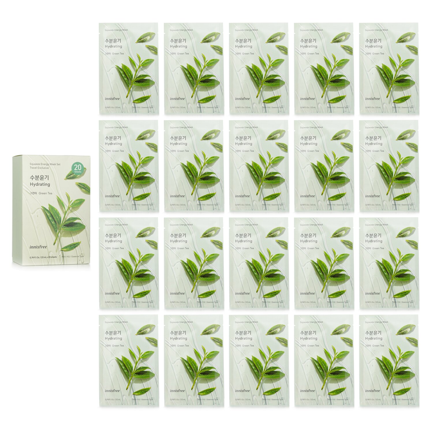 Innisfree Squeeze Energy Mask Set - Green Tea 20pcs