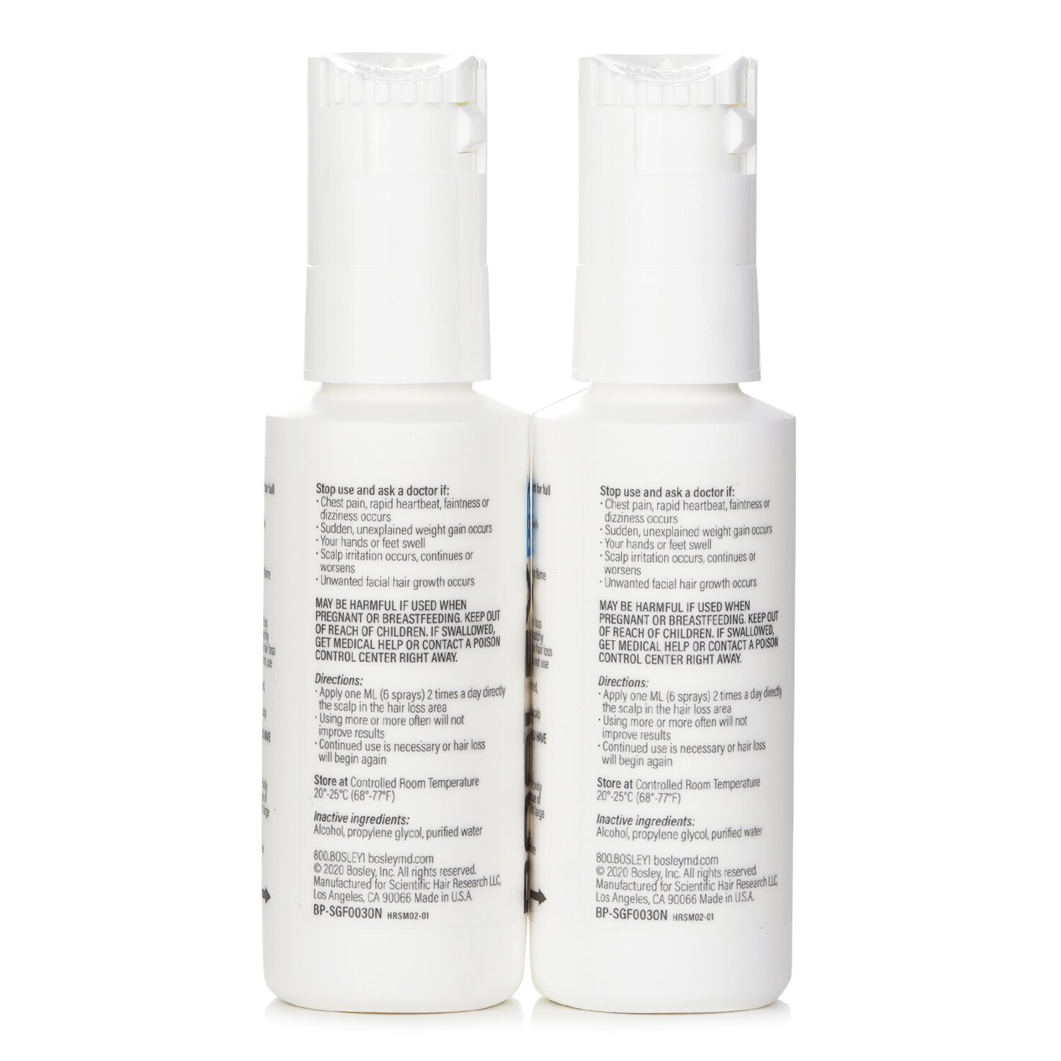 Bosley Men's Hair Re growth Treatment Spray (Minoxidil Topical Solution 5%) 60ml x 2
