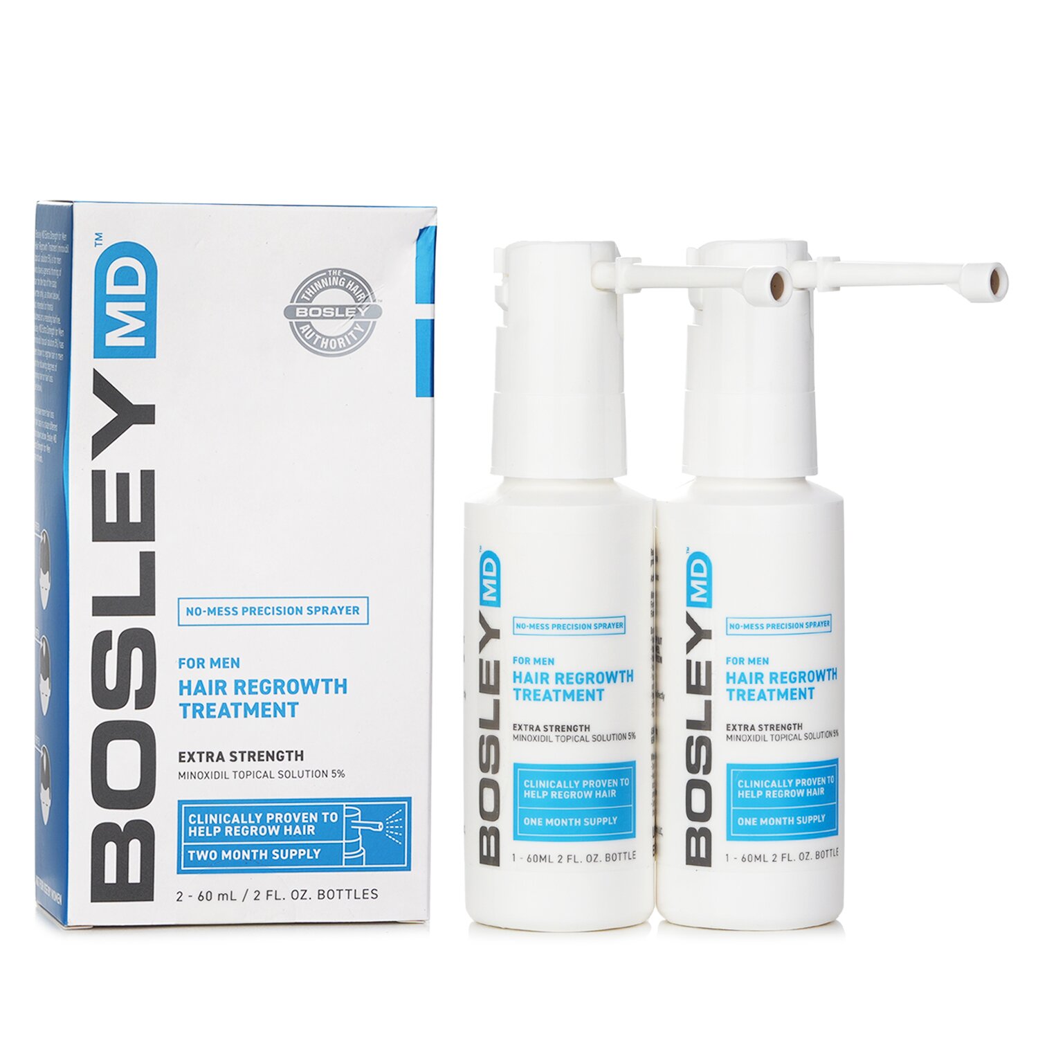 Bosley Men's Hair Re growth Treatment Spray (Minoxidil Topical Solution 5%) 60ml x 2