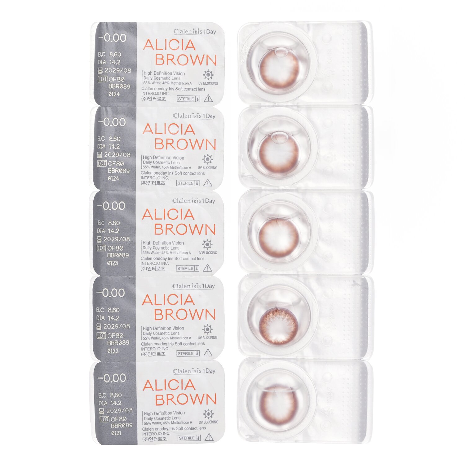 Clalen Iris 1Day Alicia Brown 5pcs x 1 strip