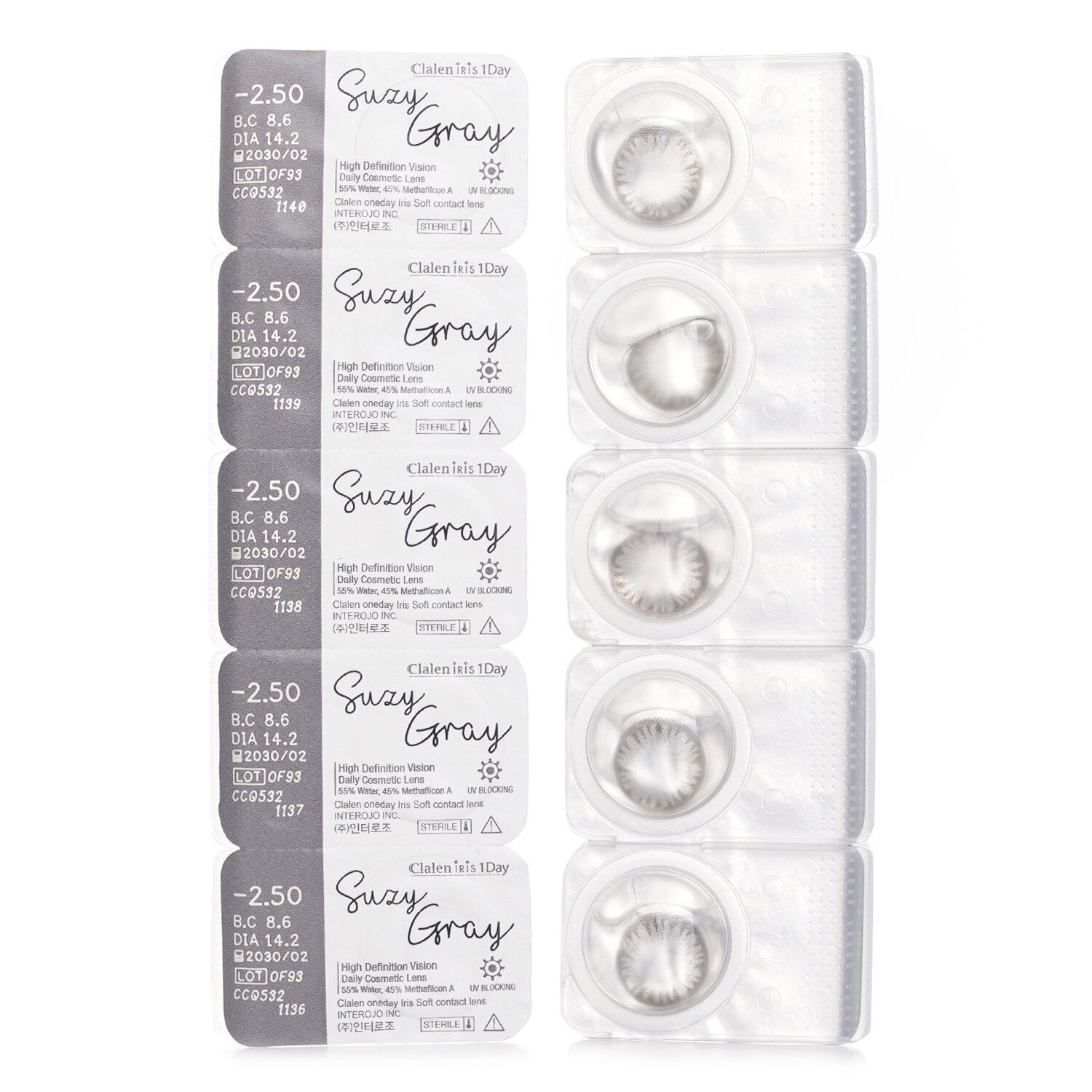 Clalen Iris 1Day Suzy Gray 5pcs x 1 strip