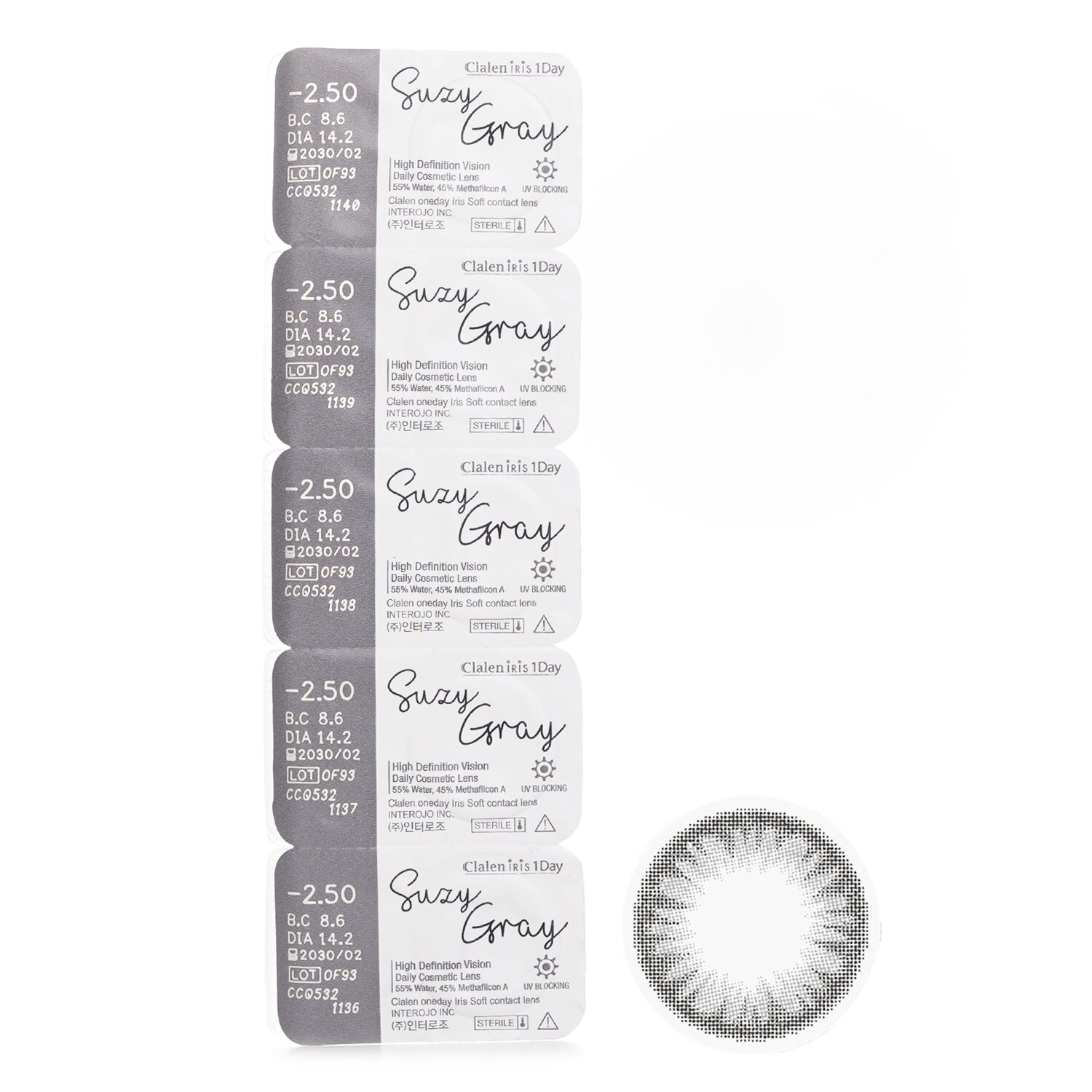 Clalen Iris 1Day Suzy Gray 5pcs x 1 strip