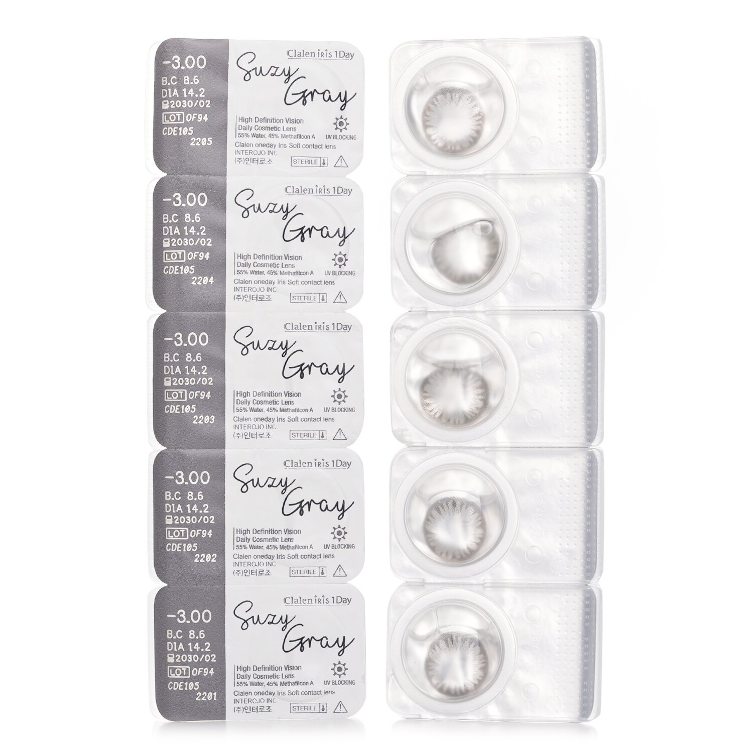 Clalen Iris 1Day Suzy Gray 5pcs x 1 strip