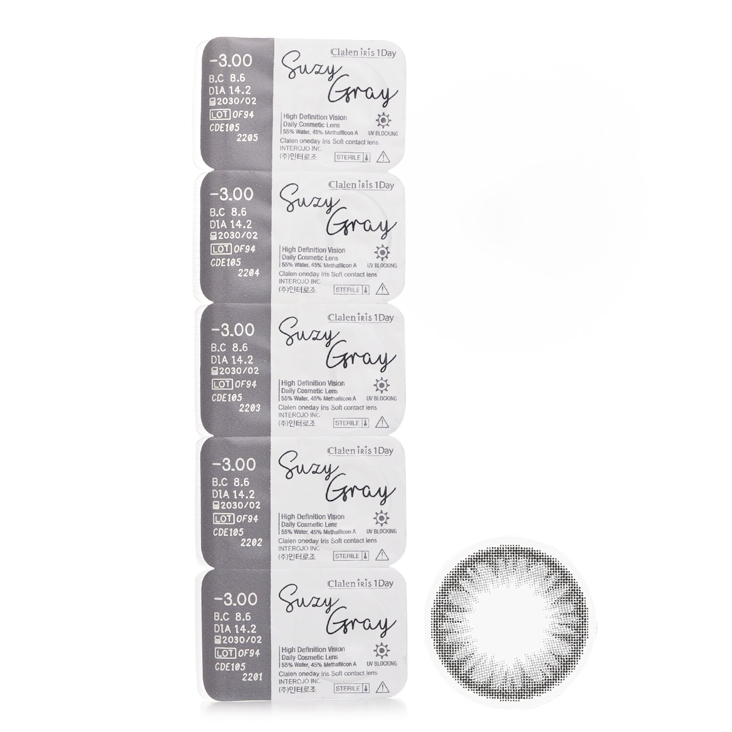Clalen Iris 1Day Suzy Gray 5pcs x 1 strip