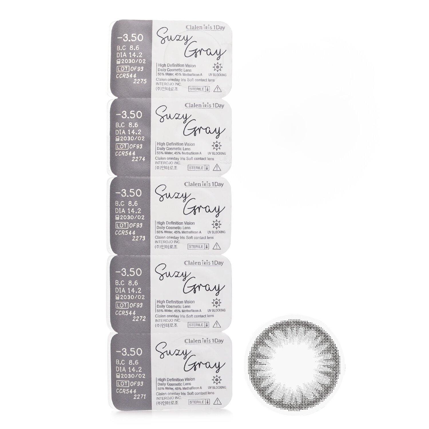 Clalen Iris 1Day Suzy Gray 5pcs x 1 strip