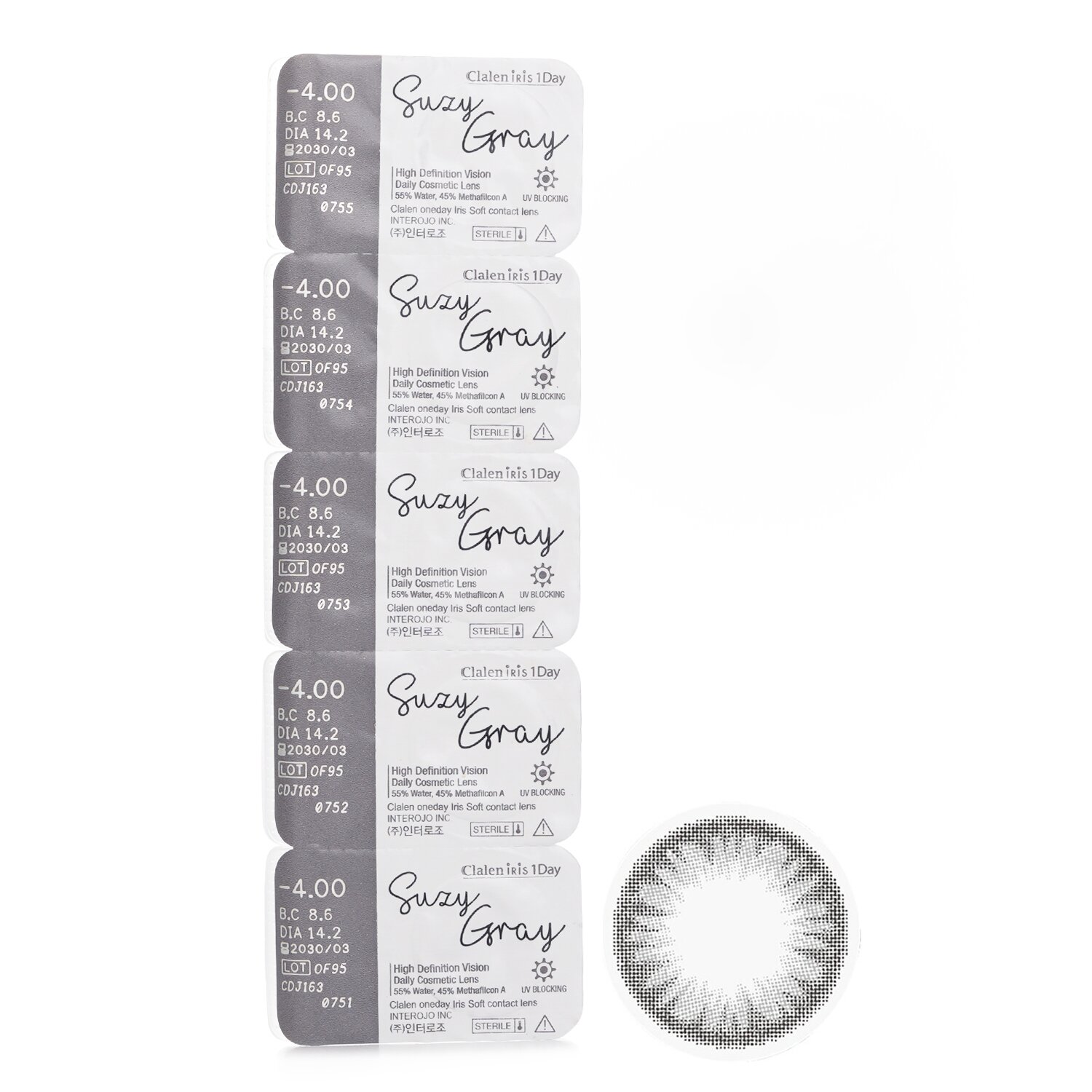 Clalen Iris 1Day Suzy Gray 5pcs x 1 strip