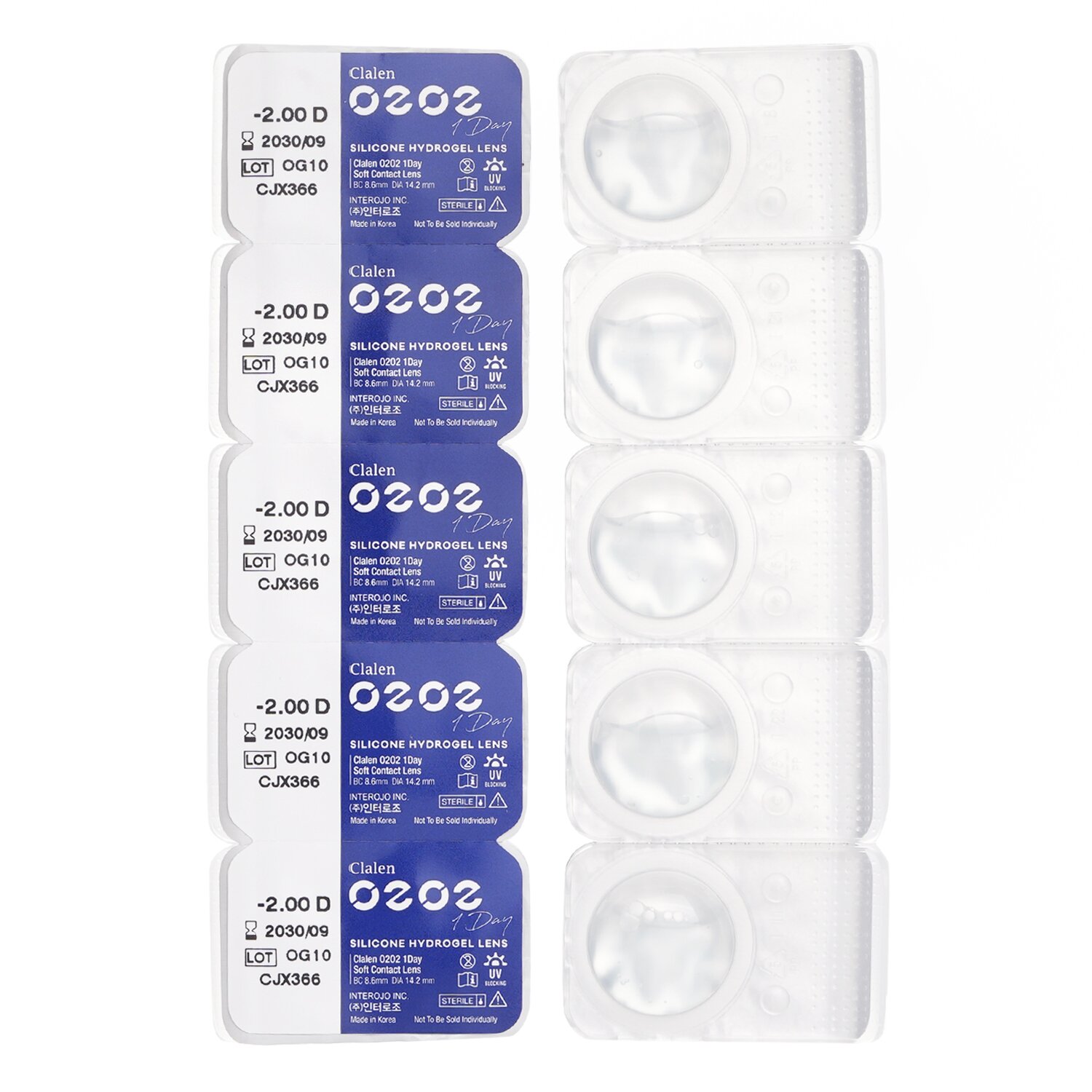 Clalen O2O2 Daily Clear 5pcs x 1 strip