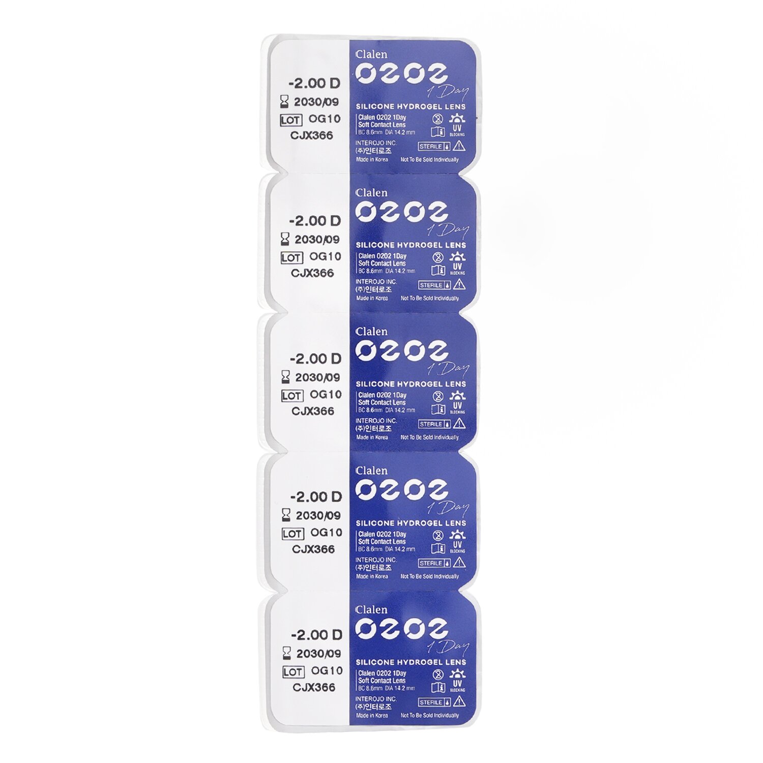 Clalen O2O2 Daily Clear 5pcs x 1 strip