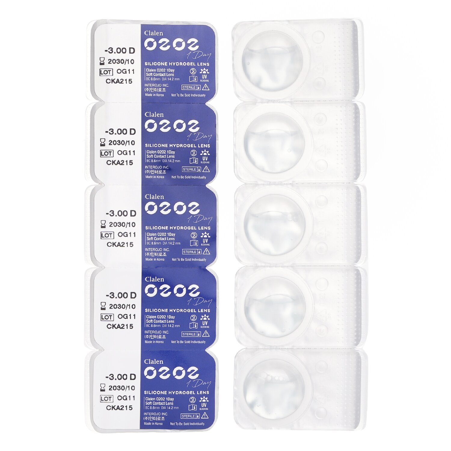 Clalen O2O2 Daily Clear 5pcs x 1 strip