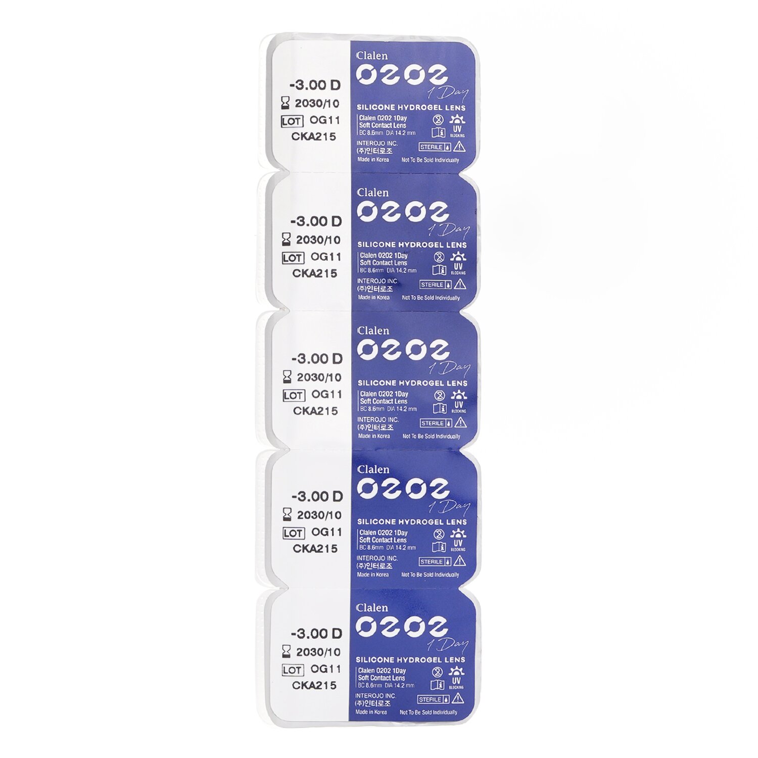 Clalen O2O2 Daily Clear 5pcs x 1 strip