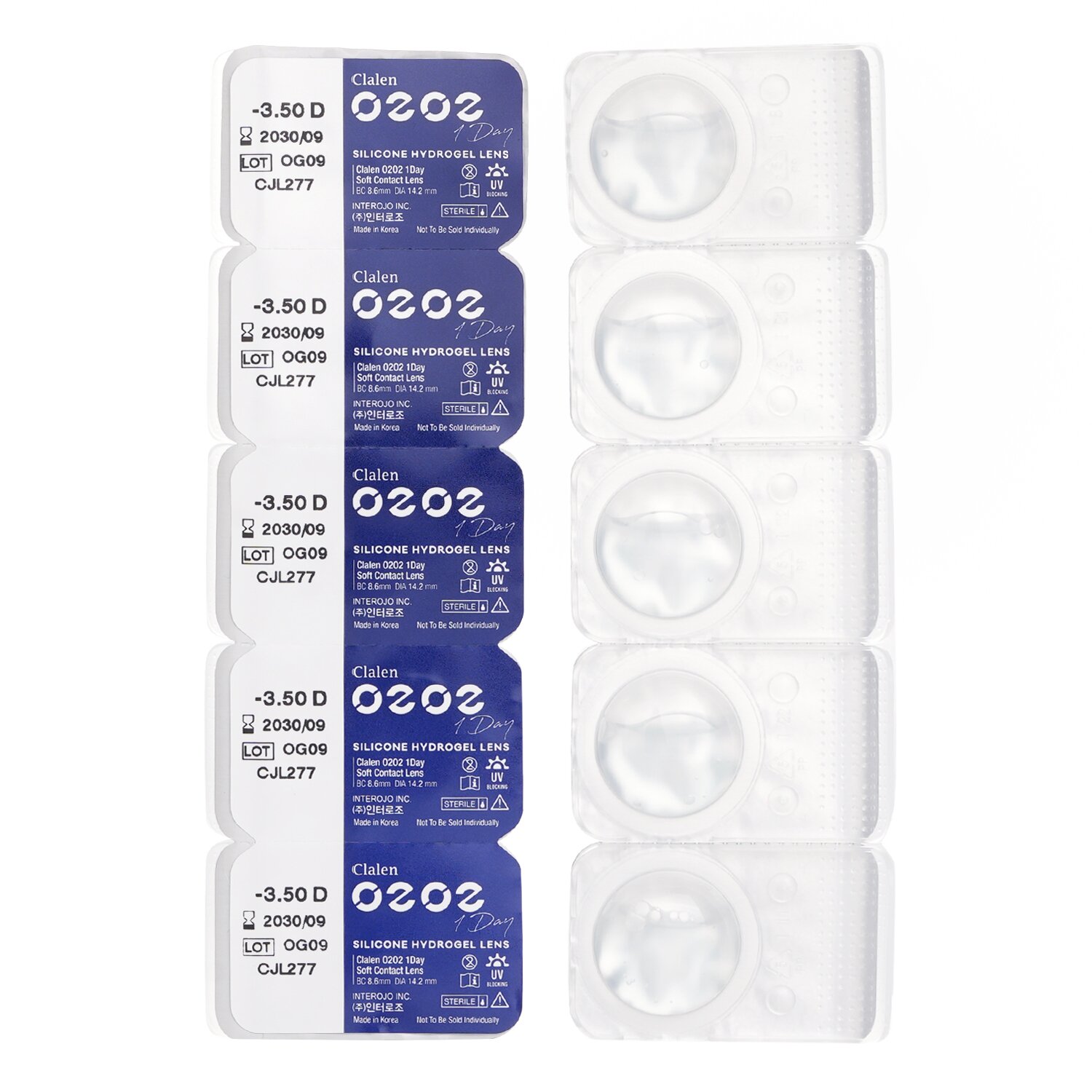 Clalen O2O2 Daily Clear 5pcs x 1 strip