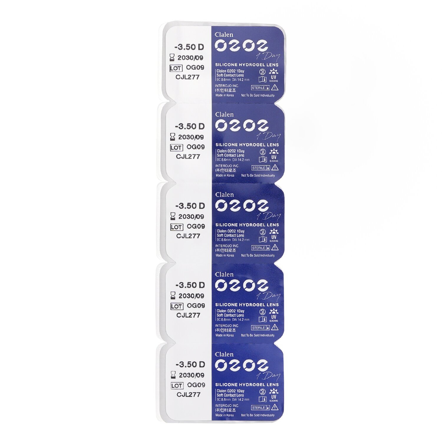 Clalen O2O2 Daily Clear 5pcs x 1 strip