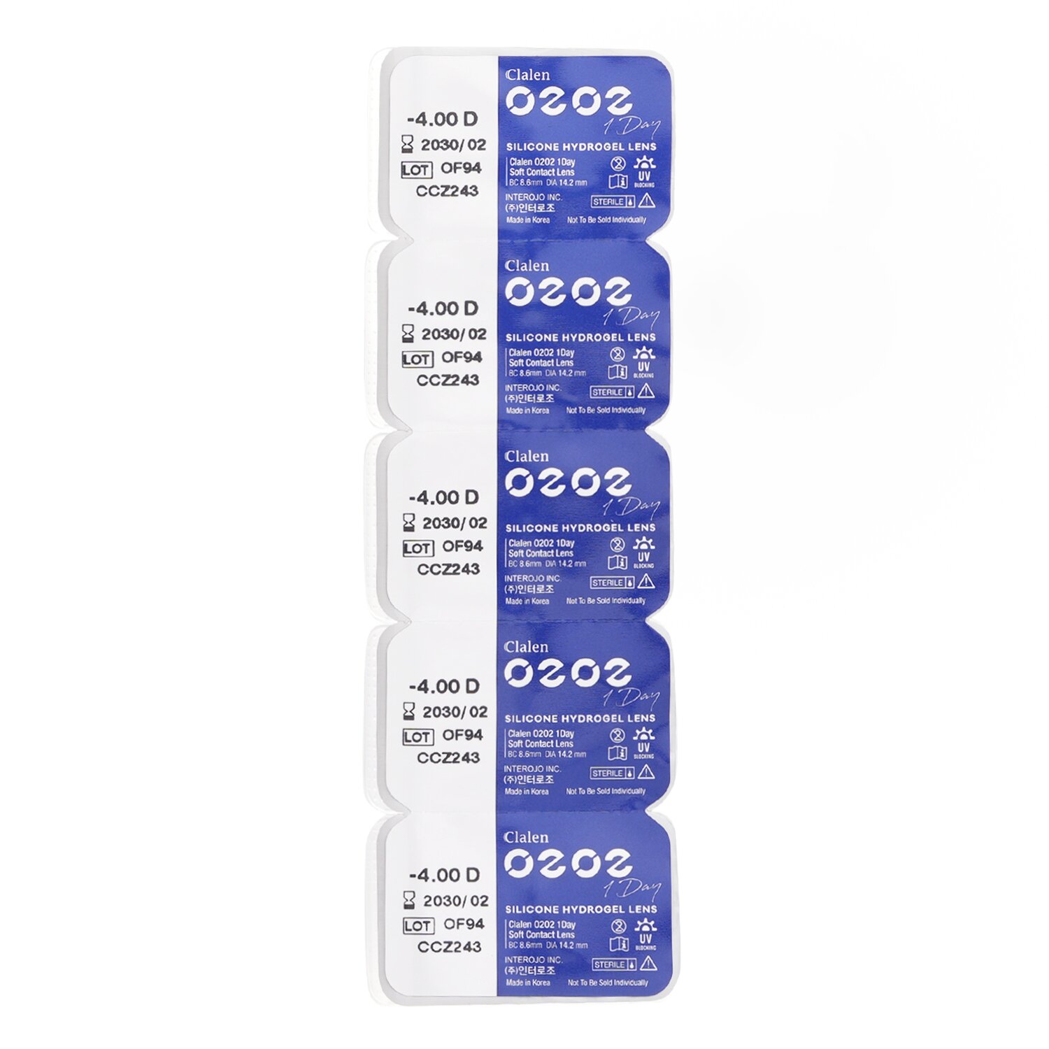 Clalen O2O2 Daily Clear 5pcs x 1 strip