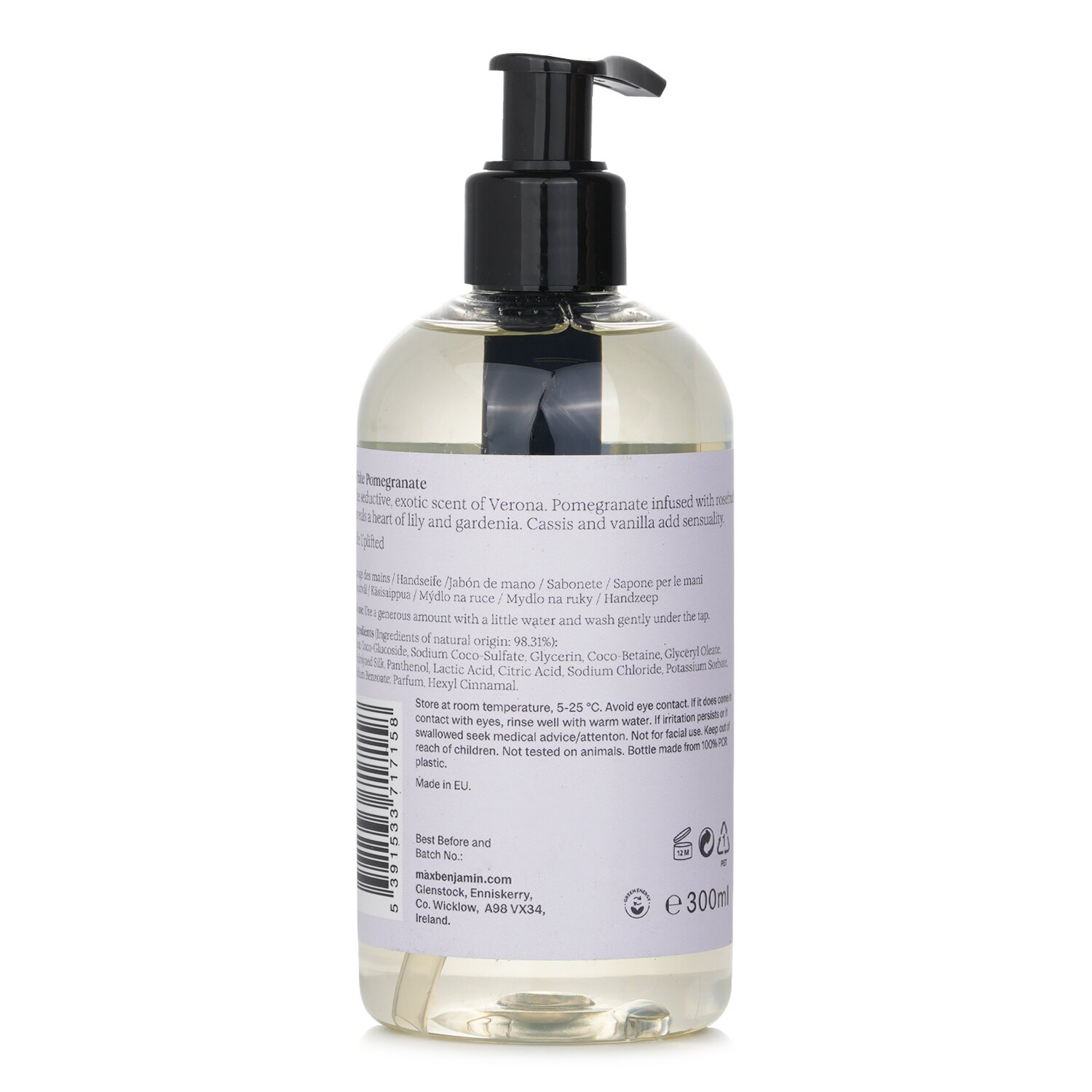 Max Benjamin Natural Hand & Body Wash - White Pomegranate 300ml