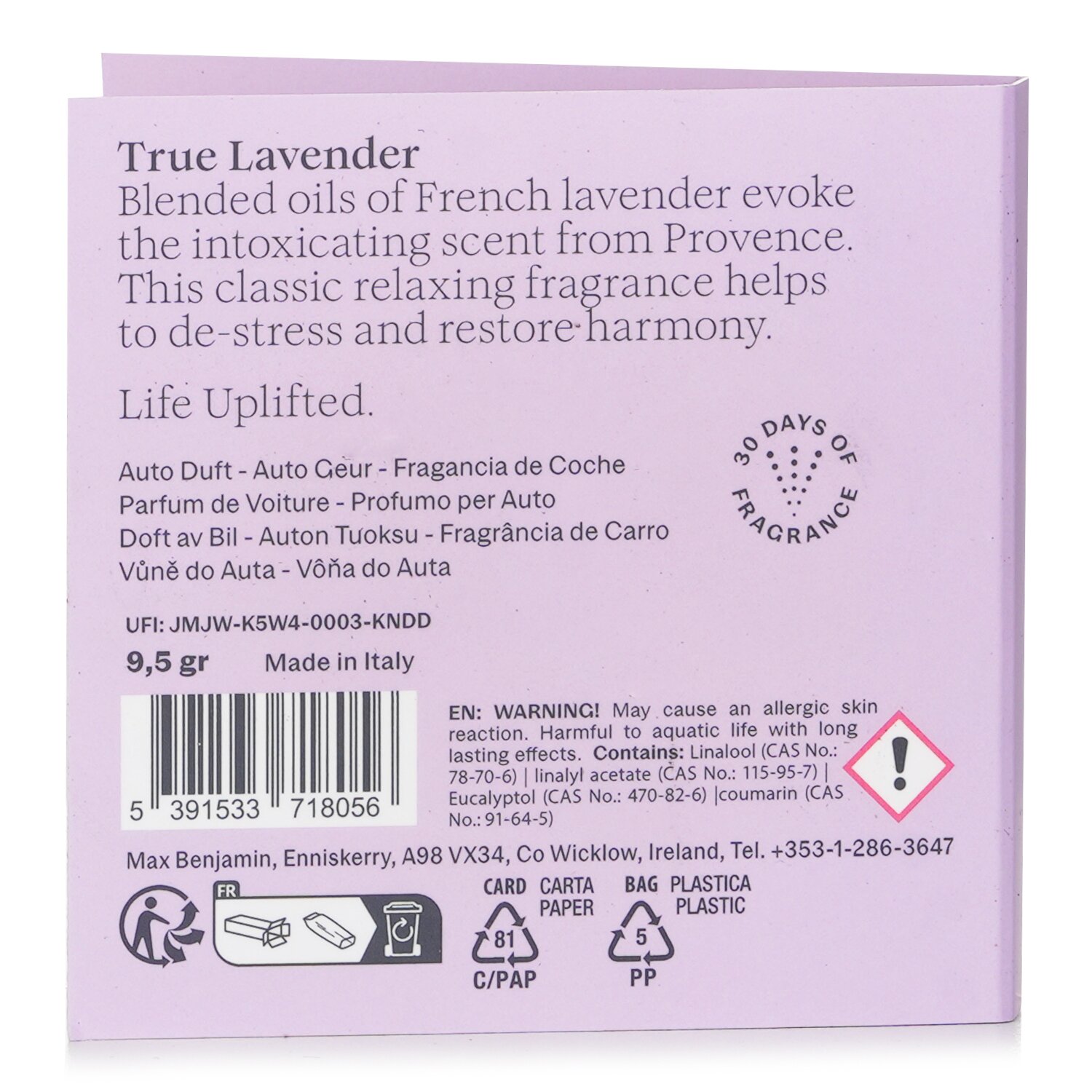 Max Benjamin Car Fragrance Refill - True Lavender 1pc
