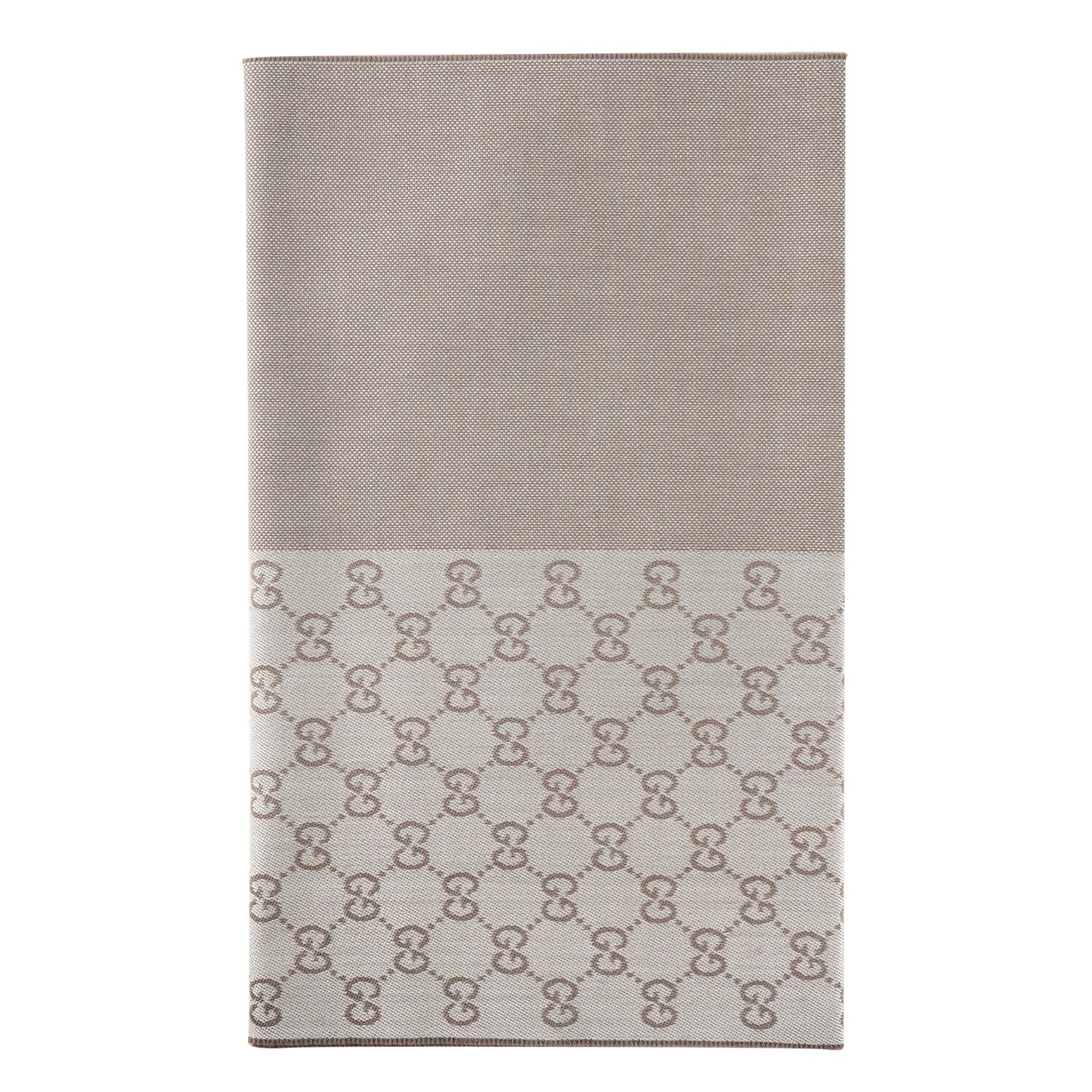 Gucci HALF GG LOGO WOOL SCARF 344994 Taupe Beige