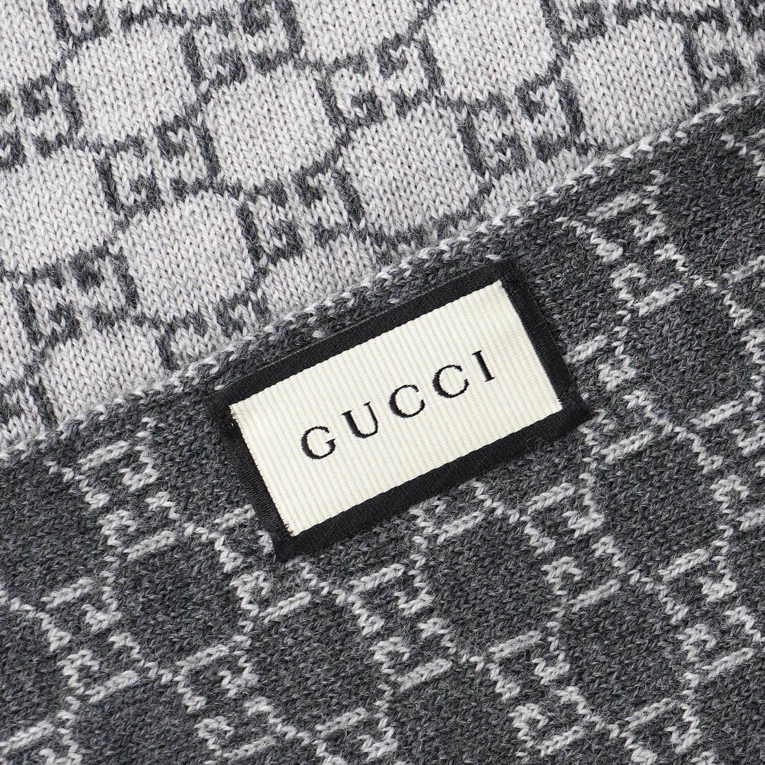 Gucci Wool Web Stripe GG Guccissima Scarf 438253 Grey