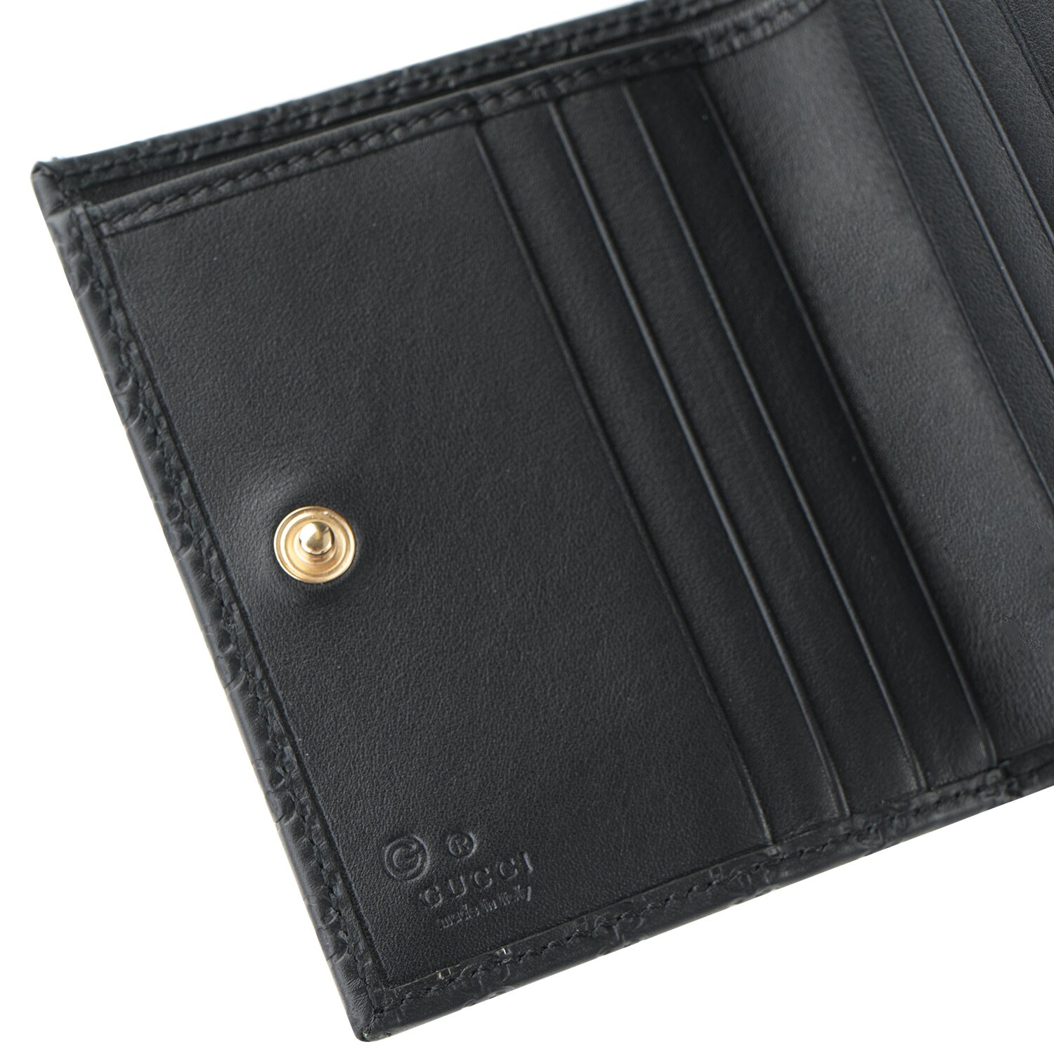 Gucci Micro GG Guccissima Leather Small Bifold Wallet 510318 Black